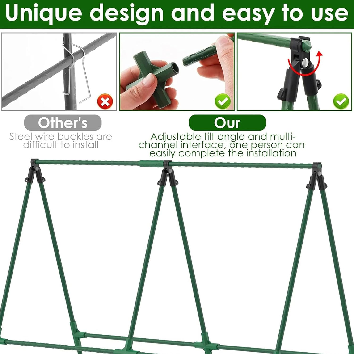 Trellis for Cucumbers - Tomato Trellis | Metal Expandable Gardening Growing Supplies Accessories Support for Grape Pea Bean Tomato Cucumber image number 2