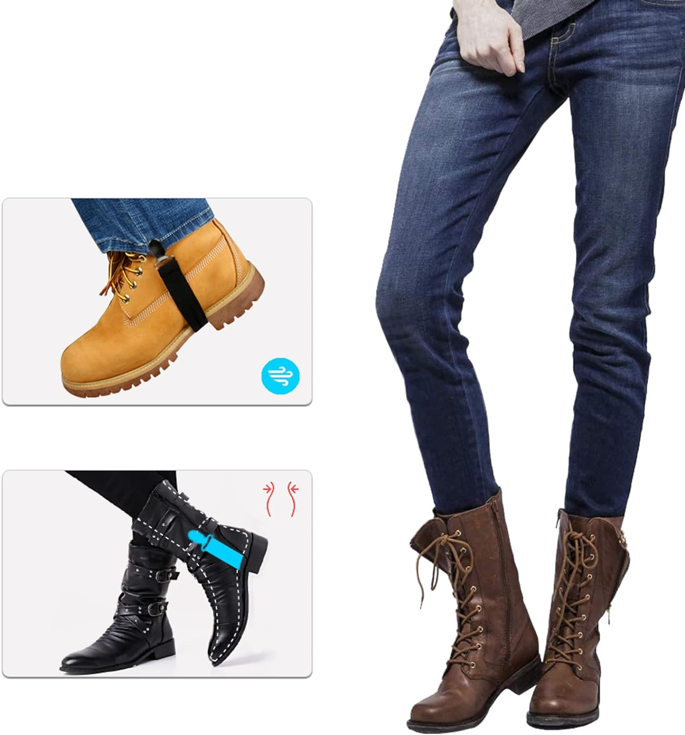 Motorcycle Pant Leg Clamps, Adjustable Boot Straps Clips Pant Stirrups Elastic Leg Straps for Women and Men Favors image number 1