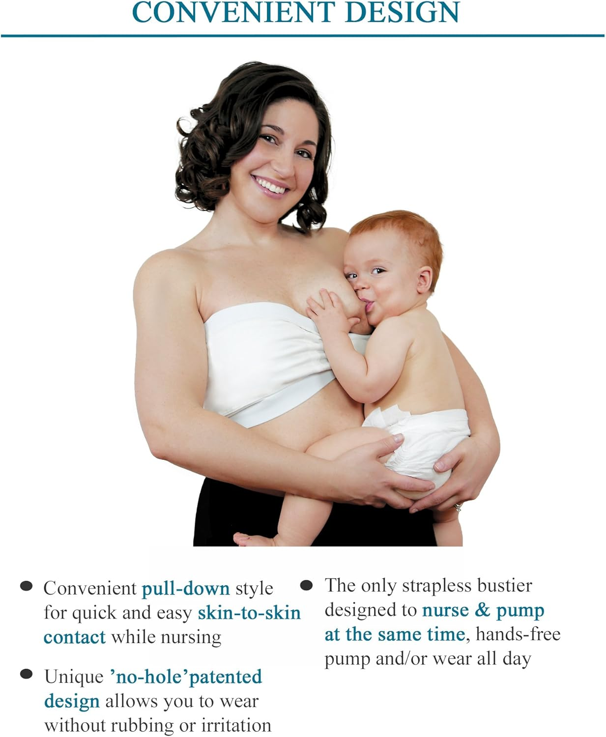 Rumina&rsquo;S Strapless Nursing Bra with Built-In Hands-Free Pumping Bra, White, One Size image number 5