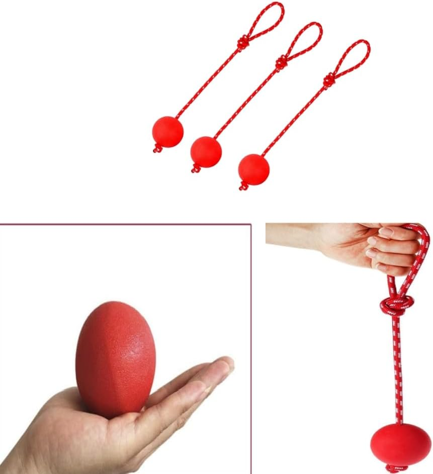 Changyeah Pack of 3 Elastic Dog Toy Ball with Rope, with Cord, Natural Rubber Dog Ball, Soft and Elastic Dog Balls, Throwing Ball with Rope for Large and Small Dogs image number 5