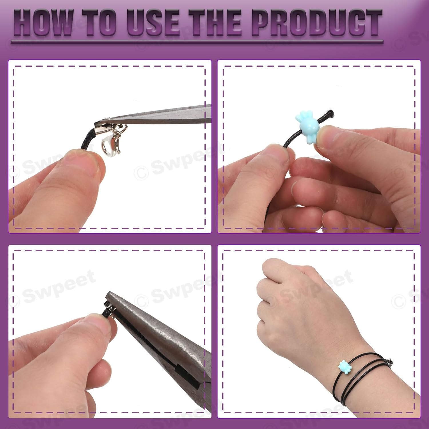 Swpeet 100Pcs 19" 1.5Mm Multicolor Waxed Necklace Cord Bulk with Clasp Necklace Rope String for Necklace Bracelet Jewelry Making Accessories, DIY Bracelet Pendant image number 2