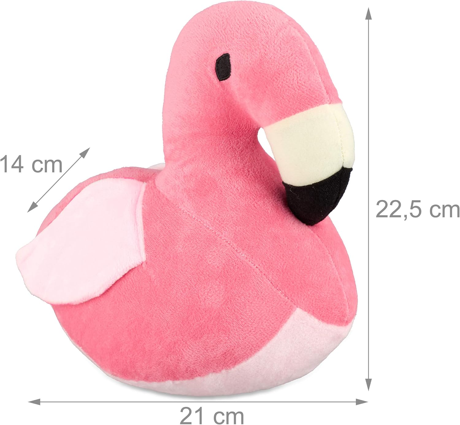 Relaxdays Flamingo Doorstopper, Decorative Floor Bumper, Standing, Filled Fabric Door Stop, Pink