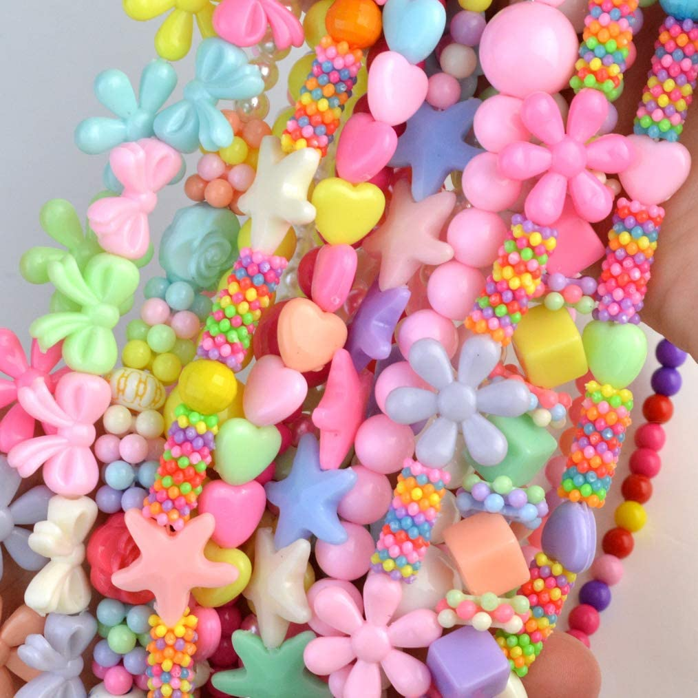 Obmwang 20Pcs Princess Necklace Bracelet Set, Little Girls Costume Jewelry Play Jewelry for Women Kids Dress up Pretend Play Party Favors image number 1