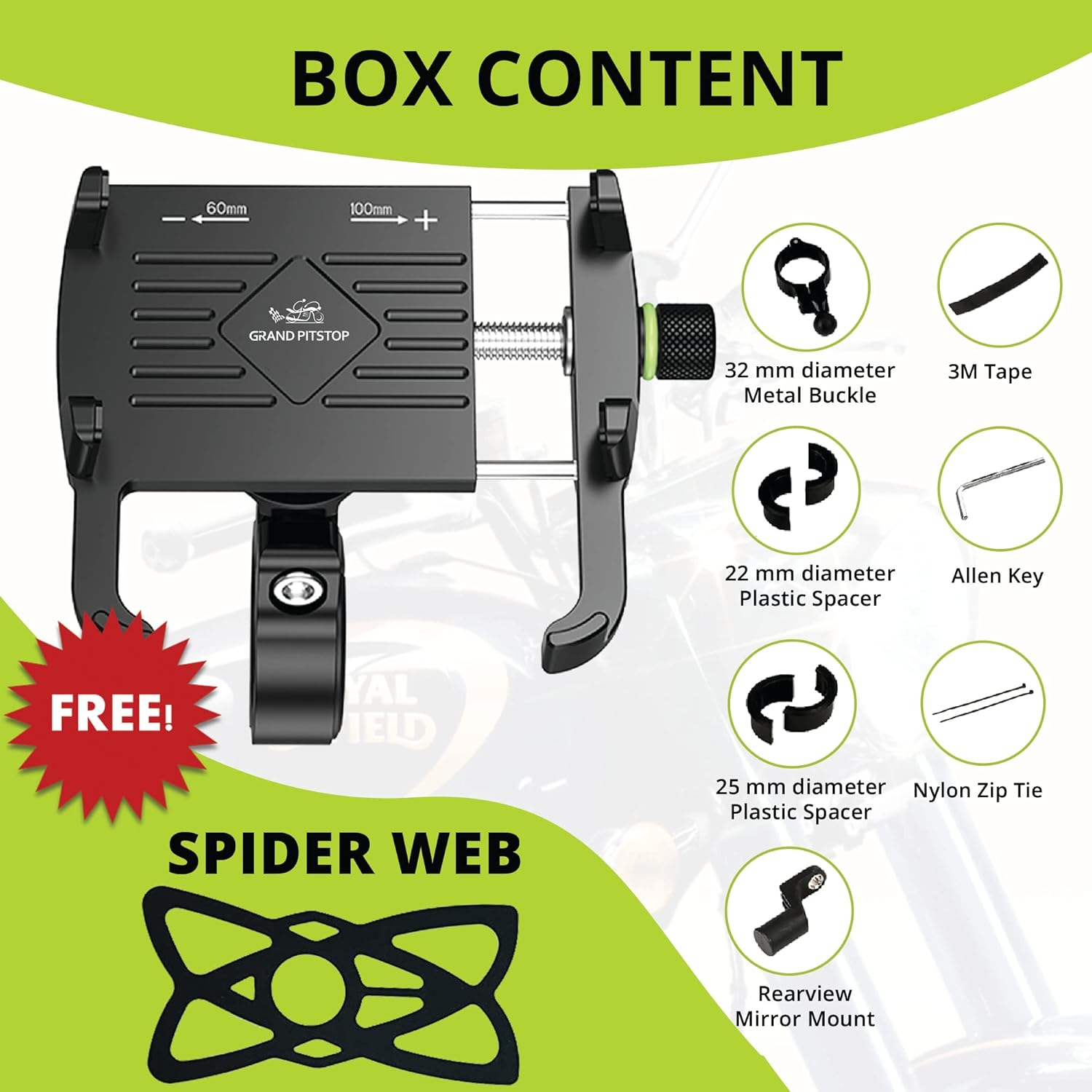 GRAND PITSTOP Motorcycle Phone Mount, 1Sec Auto Lock 100Mph Military Anti-Shake Bike Phone Holder, 10Sec Quick Install Handlebar Phone Mount, Compatible with Iphone, Samsung, All Phone image number 6