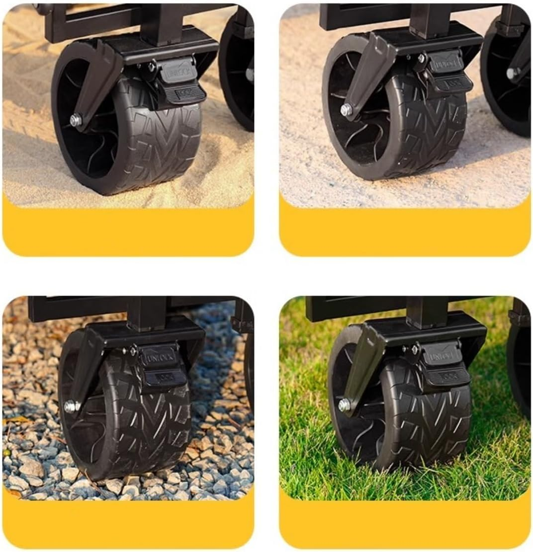 Wagon Cart Foldable Collapsible Wagon Heavy Duty Beach Cart, Folding Wagon with 360&deg;All-Terrain Wheels, 500LB Large Capacity Portable Utility Grocery Wagon for Beach,Travel, Camping, Garden image number 3