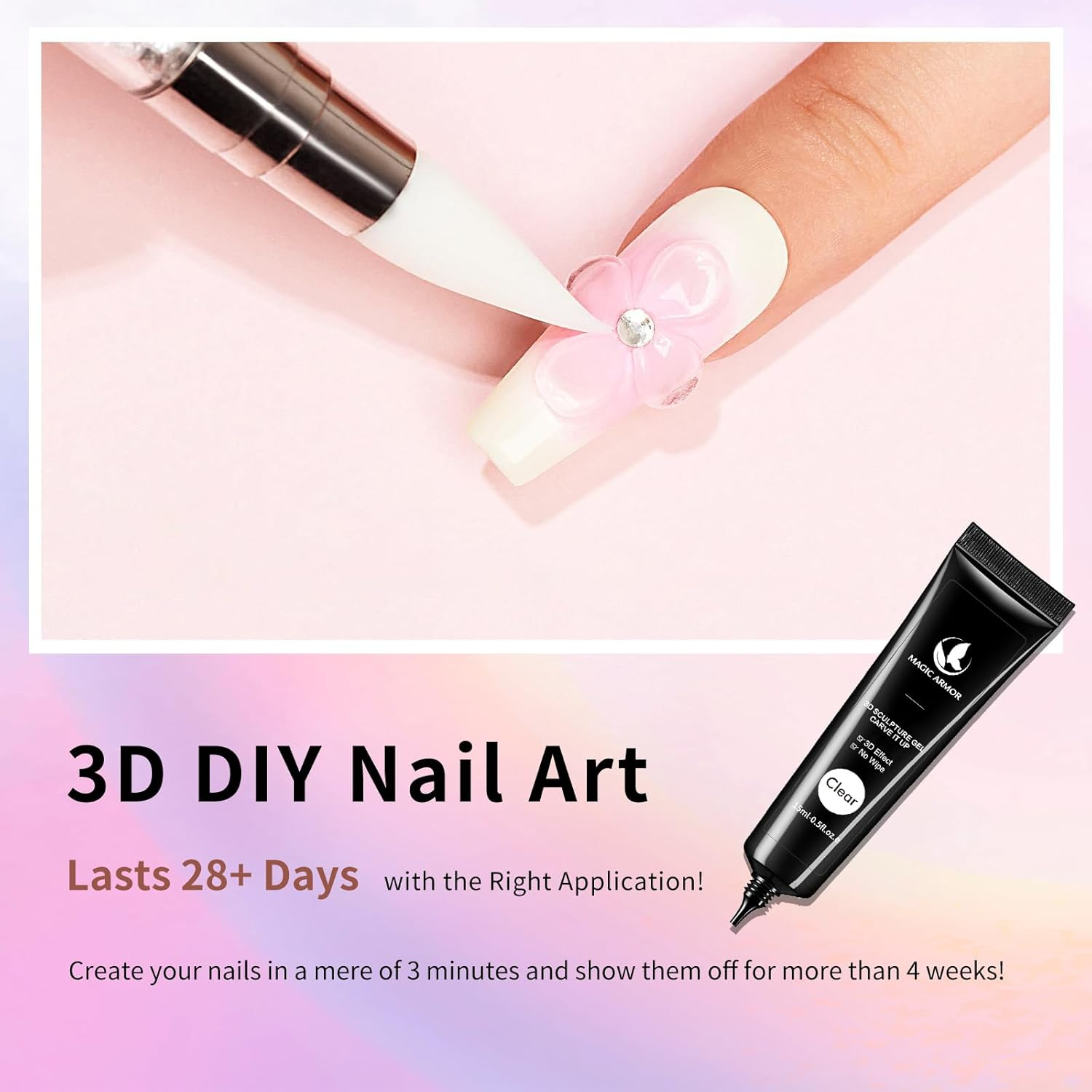 MAGIC ARMOR 3D Skulptur Nail Gel 15G Multifunctional Rhinestone Glue Gel for 3D Gel Nail Art Nail Carving 3D Nail Sculpting Gel DIY Design image number 4