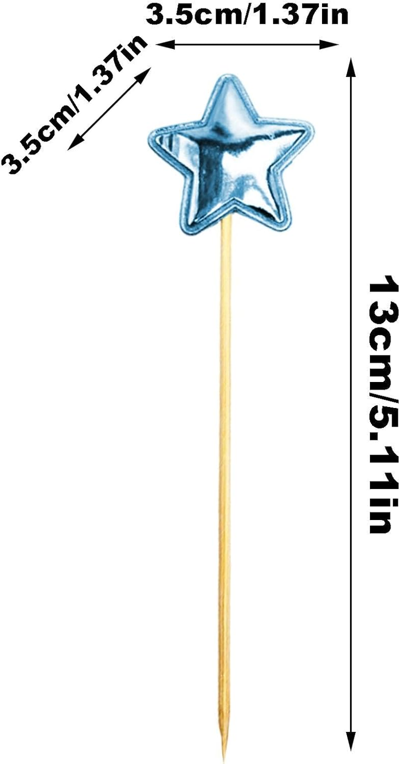 Star Cupcake Toppers - 5X Birthday Cake Toppers for Boys | Food-Grade Glitter Decorative Cupcake Picks for Children Birthday Cake Decor image number 5