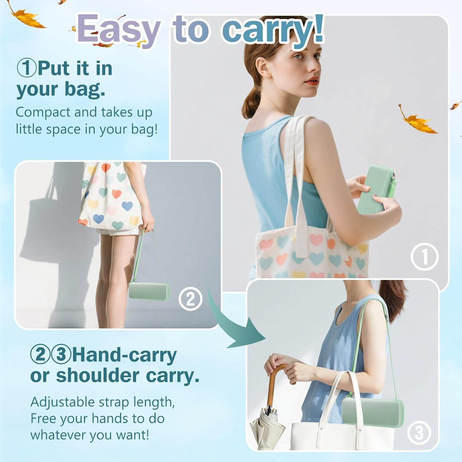 ZOMAKE UV Mini Umbrella - Lightweight Travel Umbrellas 99% UV Protection, Small Compact Portable for Women Men Kids Multiple Colors - Light Green image number 2