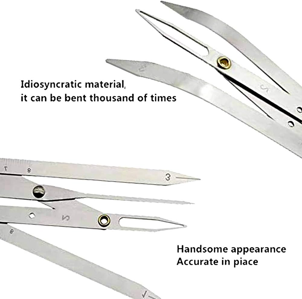 Dr.Pedi Eyebrow Golden Ratio Caliper Stencil with Flexible Arms Microblading Permanent Makeup Reusable DIY Tattoo Ruler Measurement Symmetrical Tool Foldable, Silver, 2 Piece Set image number 1