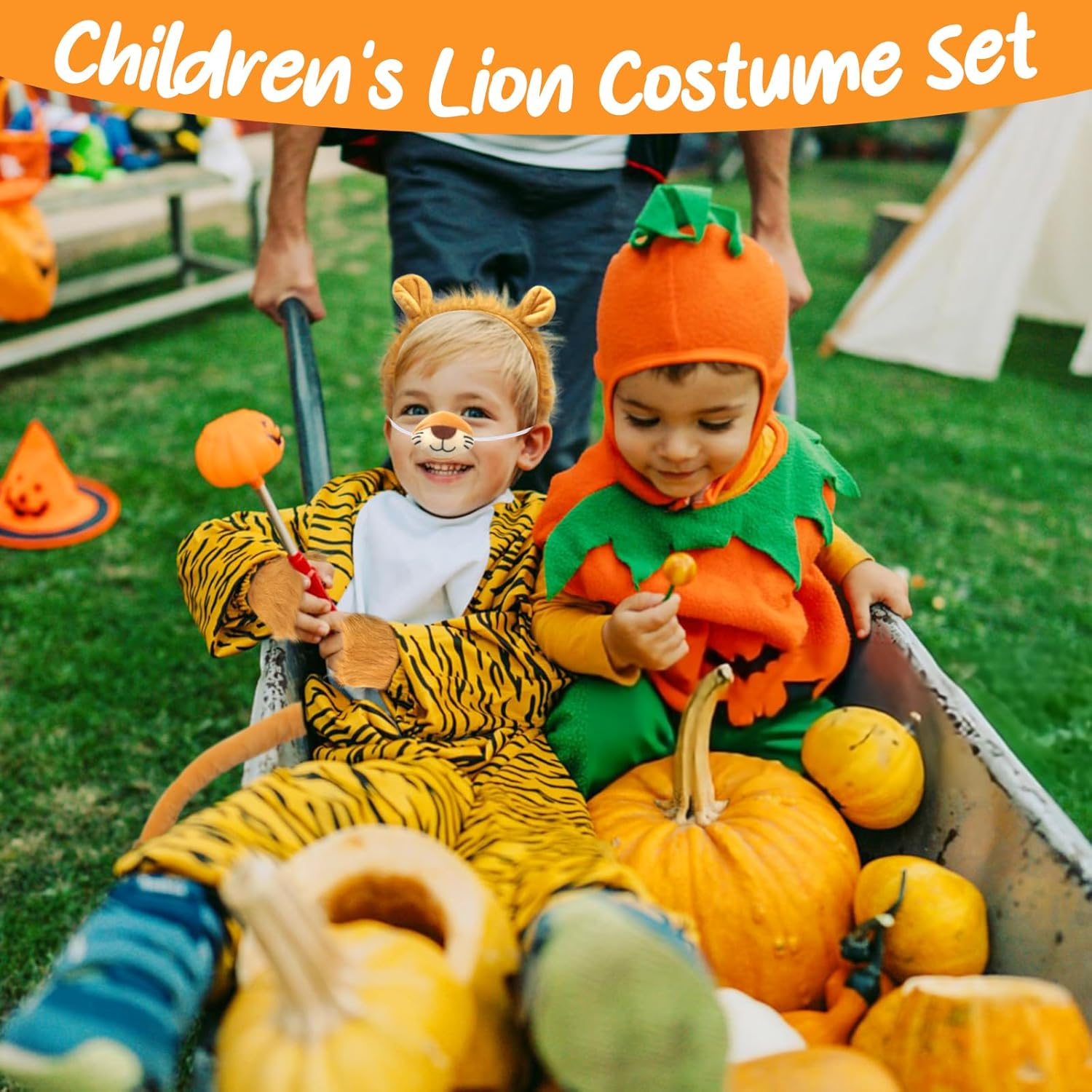 5Pcs Lion Fancy Accessories, Costume for Adults Kids - Headband Mane, Gloves, Tail, Nose - Animal Cosplay Costume Accessories for Halloween Fancy Dress image number 1