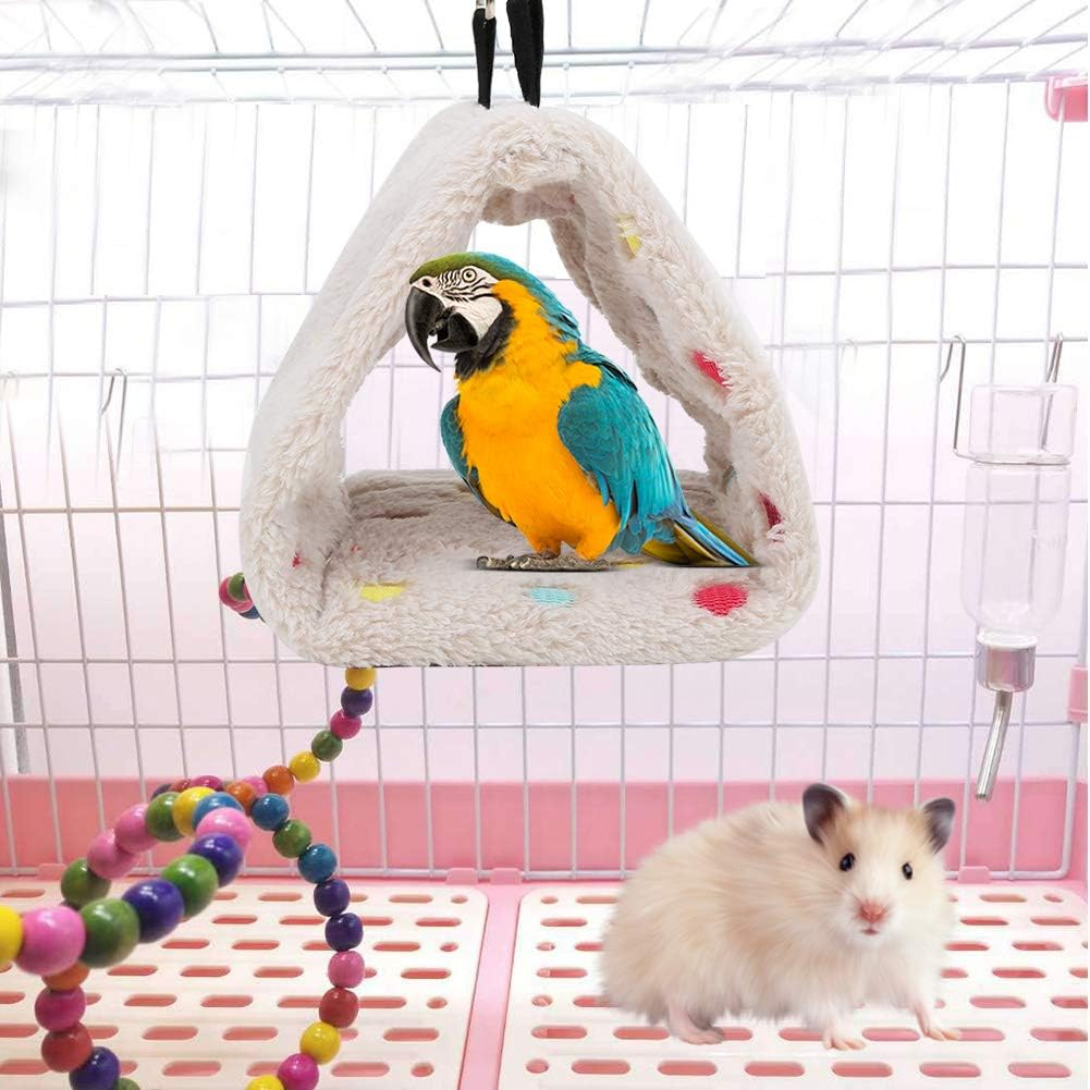 Fdit Plush Bird Nest Winter Warm Plush Hamster Hammock Hanging Cave Cage Birds House Hide for Sugar Glider Parrot Budgie Cockatoo (S) image number 5