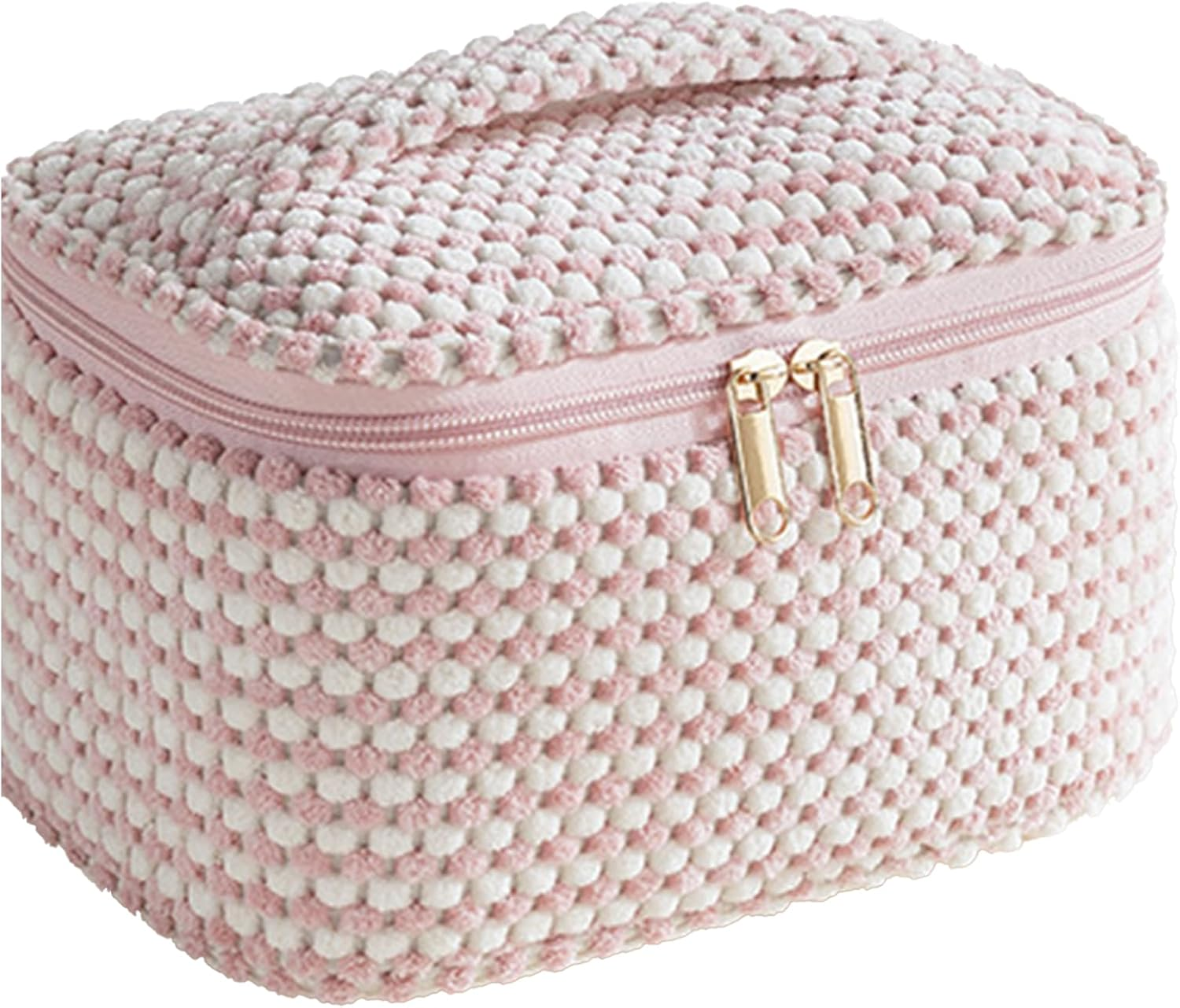 Makeup Bag Corduroy Cosmetic Bag,Cute Makeup Pouch,Travel Toiletry Make up Brush Storage Bag,Travel Essenitial for Women,Portable Makeup Bag - 4 Pcs-Pink 01 image number 4