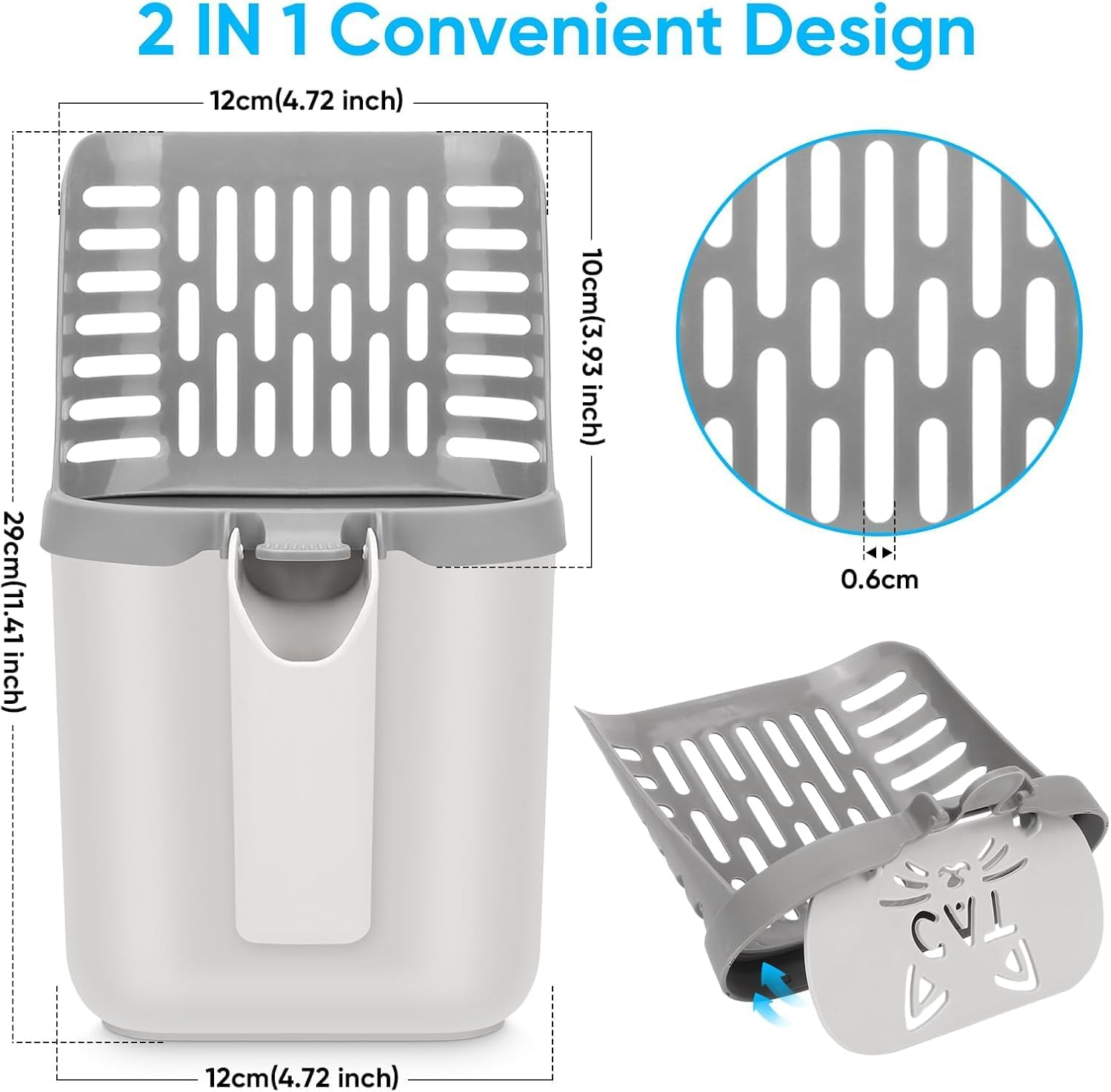 Cat Litter Scooper with Holder, Upgraded Cat Litter Shovel with Bags, Cat Scooper with Extra 135 Count Litter Waste Bags, Large Capacity Portable Litter Shovel image number 1