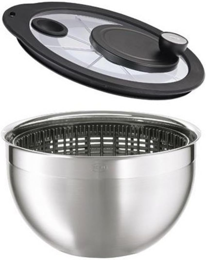 Rosle 15695 Stainless Steel Large Salad Spinner with Glass Lid image number 1