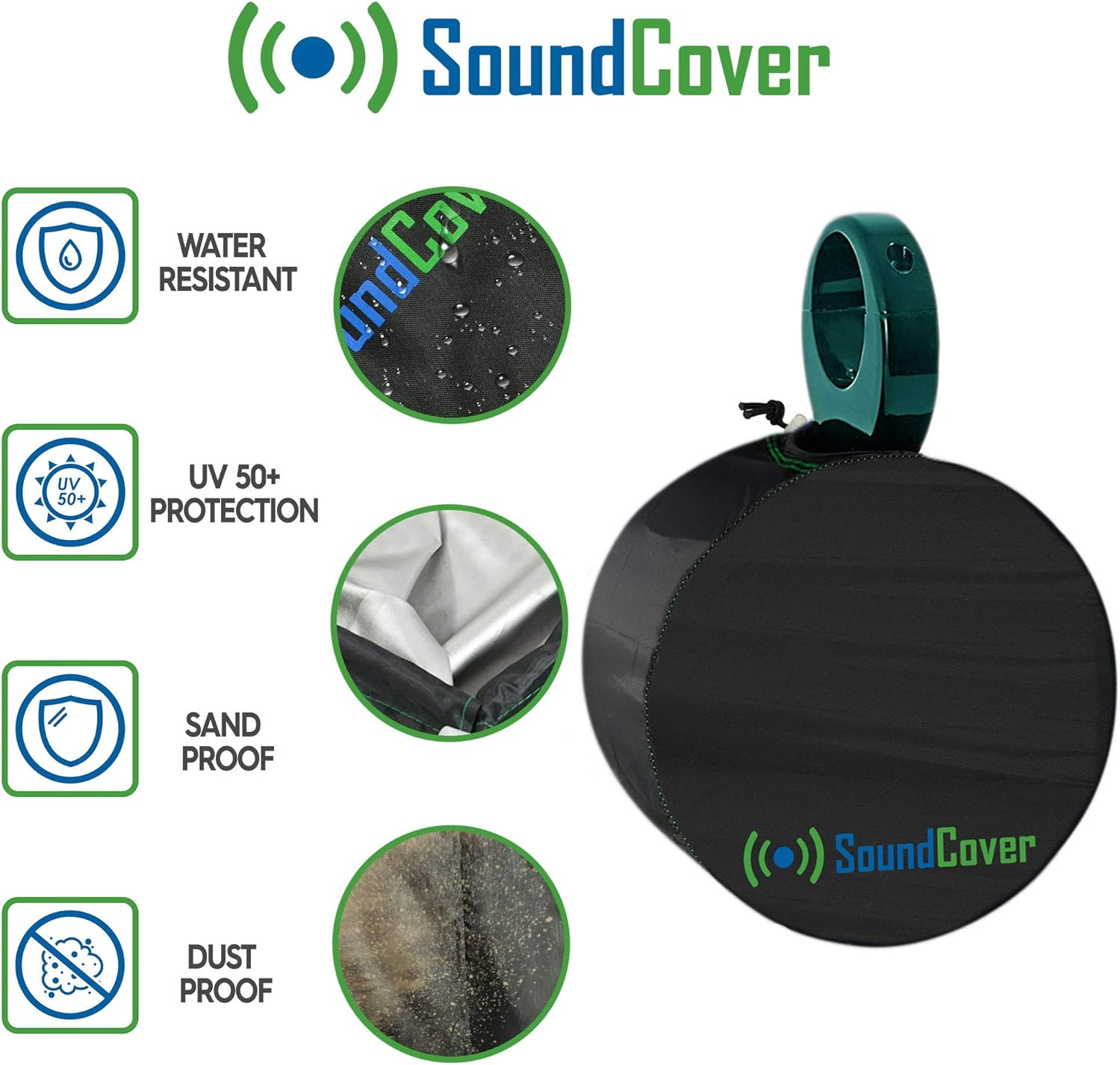 Two Sun Sand & Water Resistant Boat Speaker Covers for 6.5 Inch round and 6X9 Oval Marine ATV Wakeboard Tower Speakers - Speaker Bags Fit Boss Audio, MCM Custom Audio, Rockville Marine Speakers image number 4