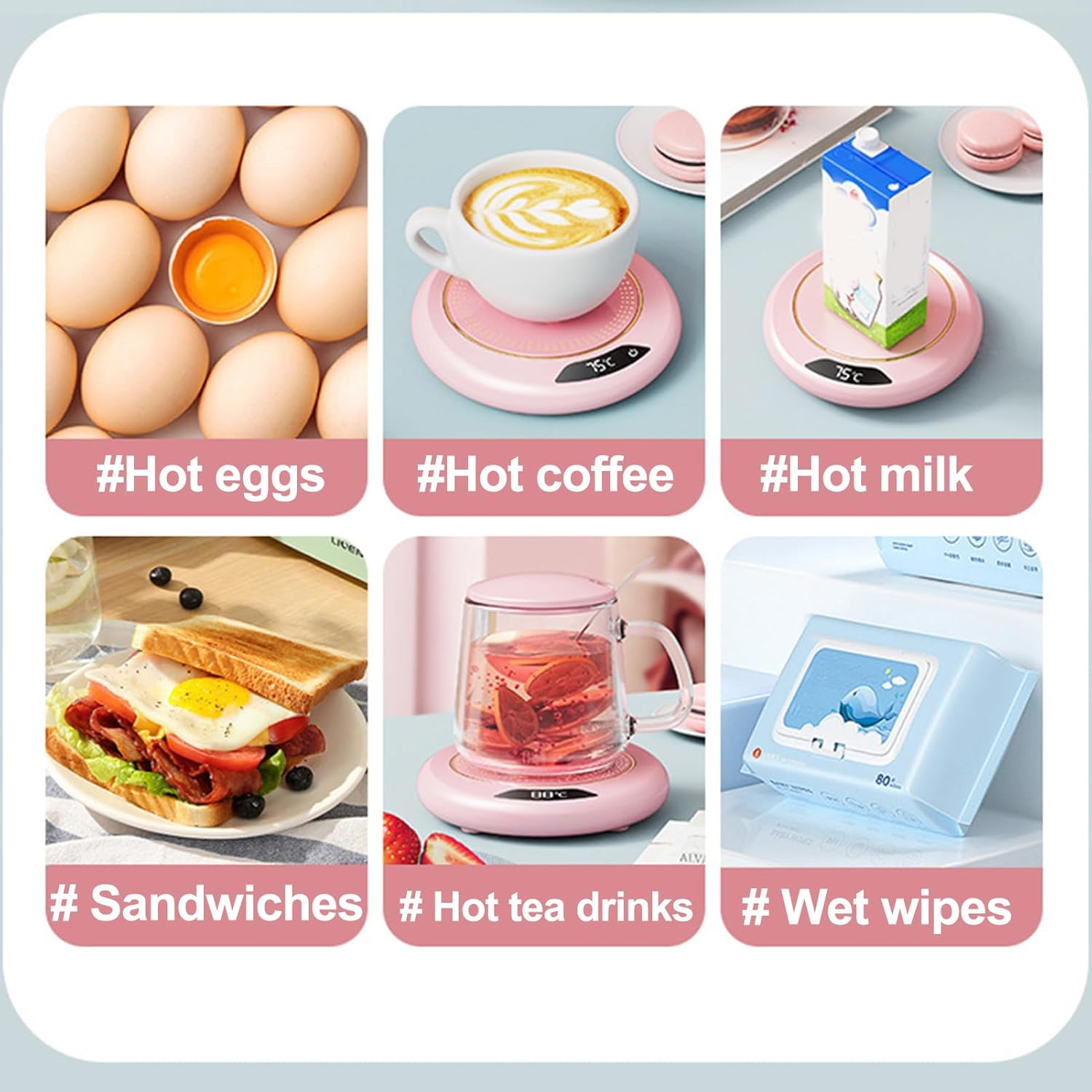 Coffee Warmer | 3 Levels Temperature Smart USB Heating Coaster 20W,Electric Warming Cup Table Device for Tea Milk Drink Kitchen Dining Bar Housewarming Food - Green image number 7