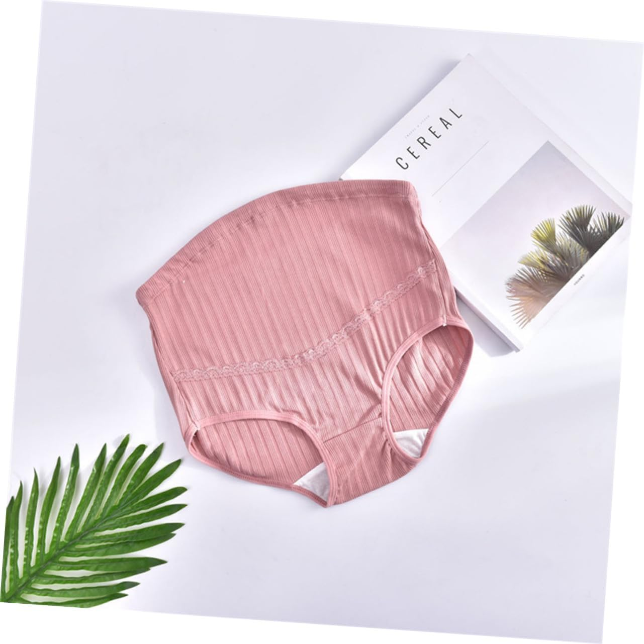 Hohopeti 3Pcs Cotton High Waist Maternity Panties with Adjustable Stomach Lift Soft Breathable Underwear for Pregnant Women Stretchy Comfortable Nursing Panties in Pale Skin Red Dark Green image number 4
