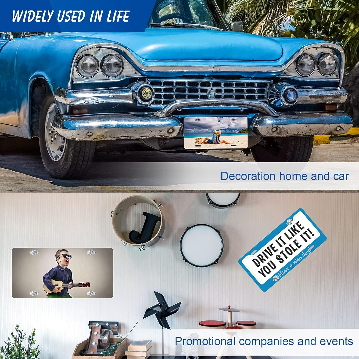 3Pcs Sublimation License Plate Blanks White, Anglekai Aluminium Automotive License Blank Plate for Car DIY Transfer Sheet Sublimation Blanks Bulk Metal Plate Tags for Custom Design License Blank image number 1