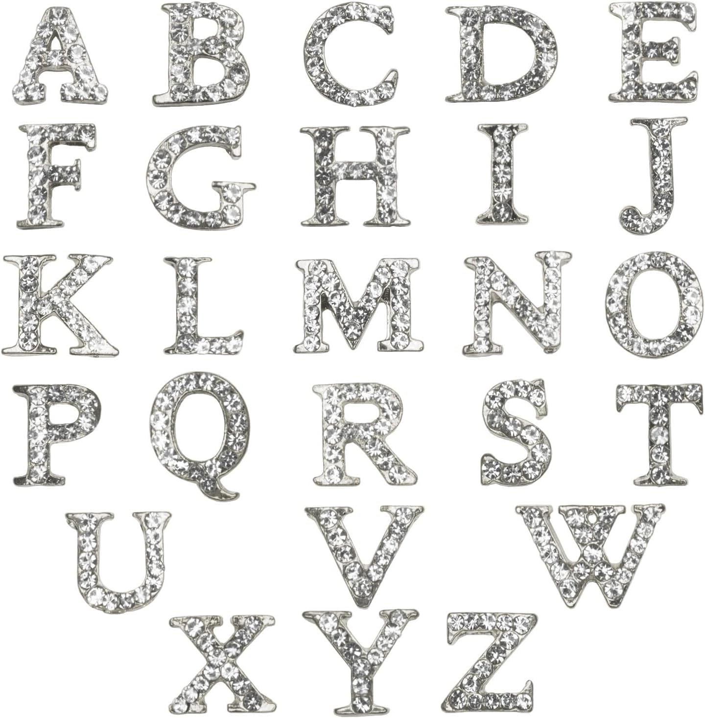 52Pcs Silver Letters Nail Stud Alloy Rhinestone +5Pcs 3D Dollar Sign Capital Letters Nail Studs Money Nail Art Alphabet Nail Charms Art for Acrylic Nails Bling Jewels Making Crafts DIY Manicure