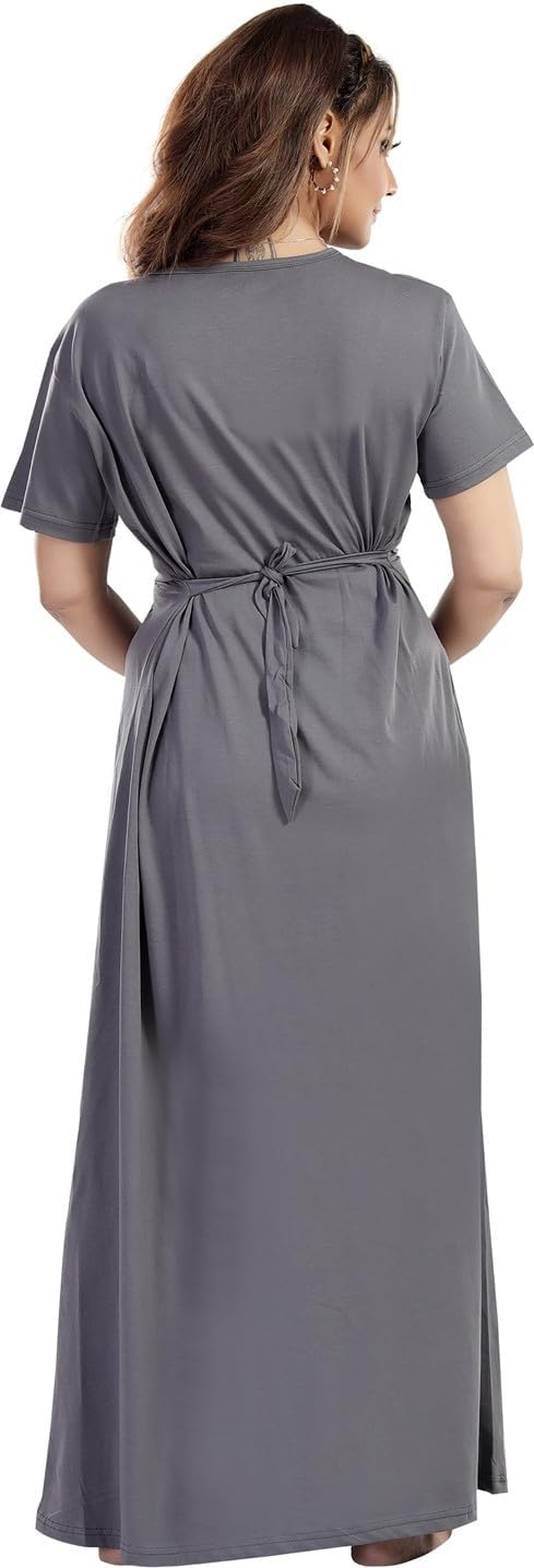 Fabme Women'S Full Length Pure Cotton Pre and Post Pregnancy Nursing Nightdress Nighty image number 2