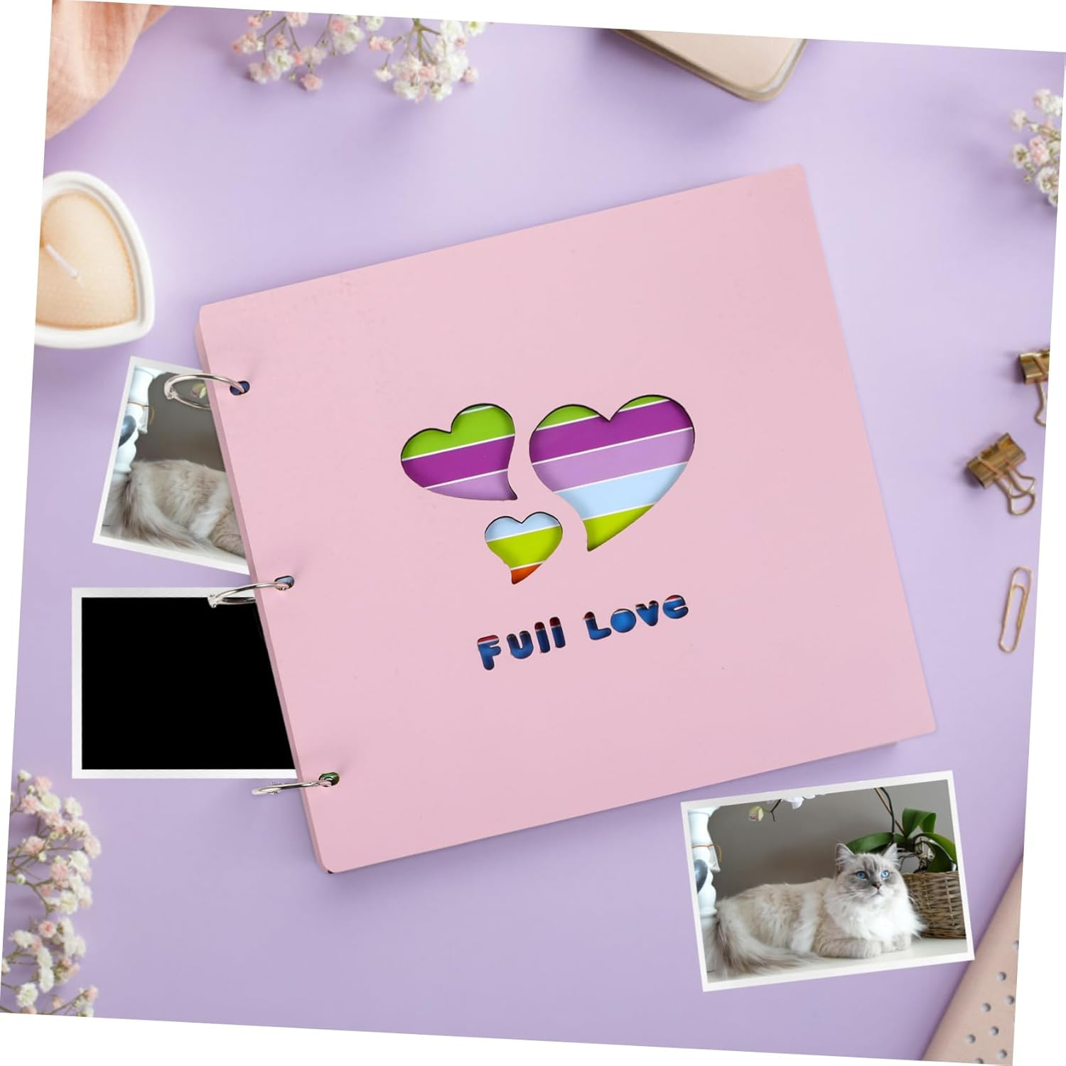 IMIKEYA Diy Picture Album Handmade Scrapbook Wooden Cover for School Family Memories image number 6