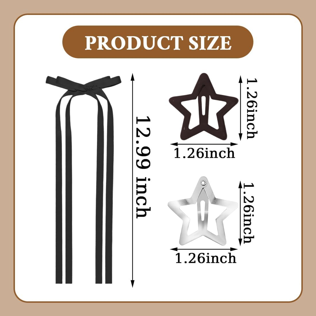 GGUFAY Star Hair Clips and Ribbon Hairpin, Hollowed Star Hair Clips, Hair Bows Girls for Children, Girls, DIY Hairstyles, Halloween, Christmas, Concerts and Daily Life (Black) image number 1