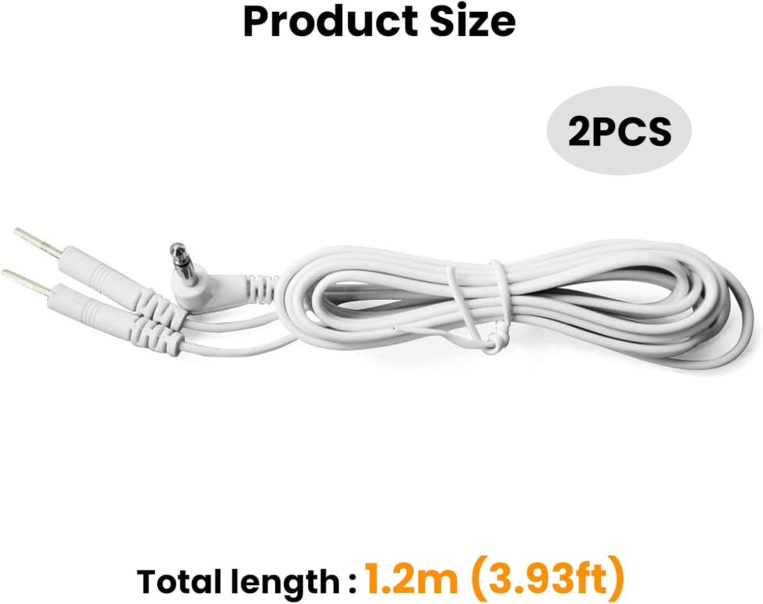 1 Pair 120CM Tens Electrode Lead Wires Jack 3.5Mm Plug - Electrode Lead Wires with 2.0Mm Pin Connection for Tens Machine Pads Tens Machine White (Secure Connection) image number 1