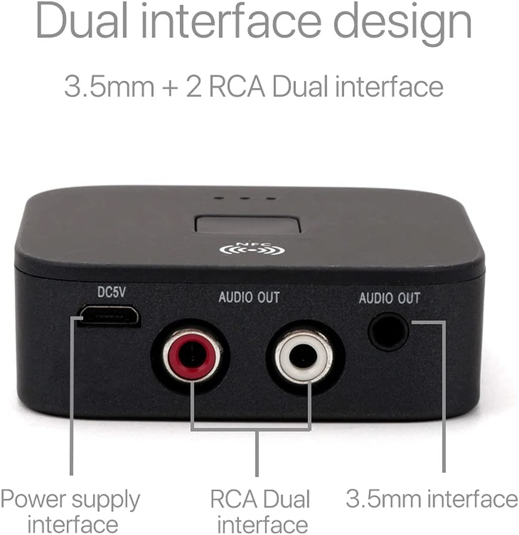 Bluetooth 5.0 Receiver Wireless 3.5Mm AUX NFC to 2RCA Audio Stereo Adapter image number 2