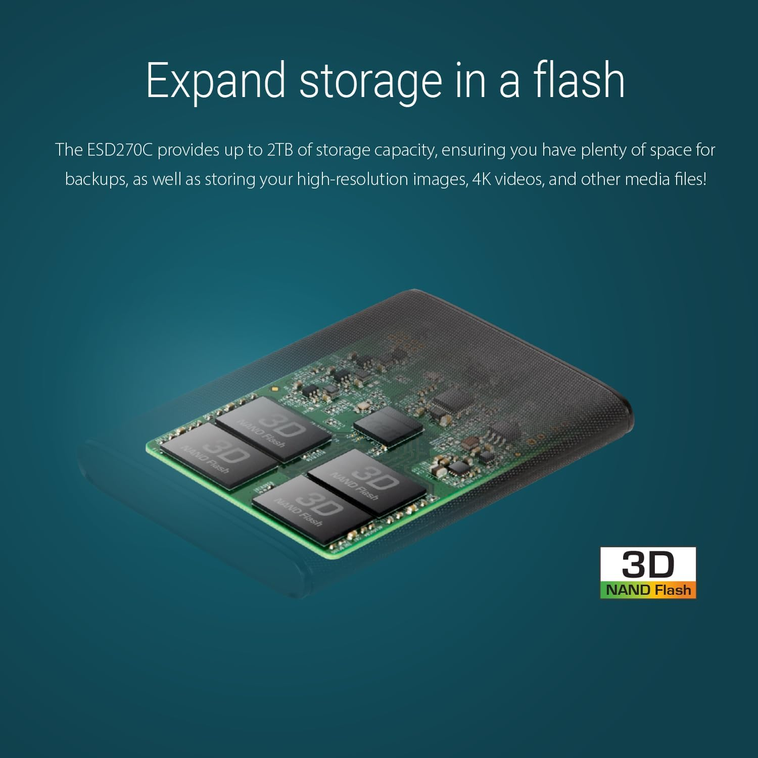 Transcend SSD TS2TESD270C Portable 2TB, USB 3.1, Type-C image number 3