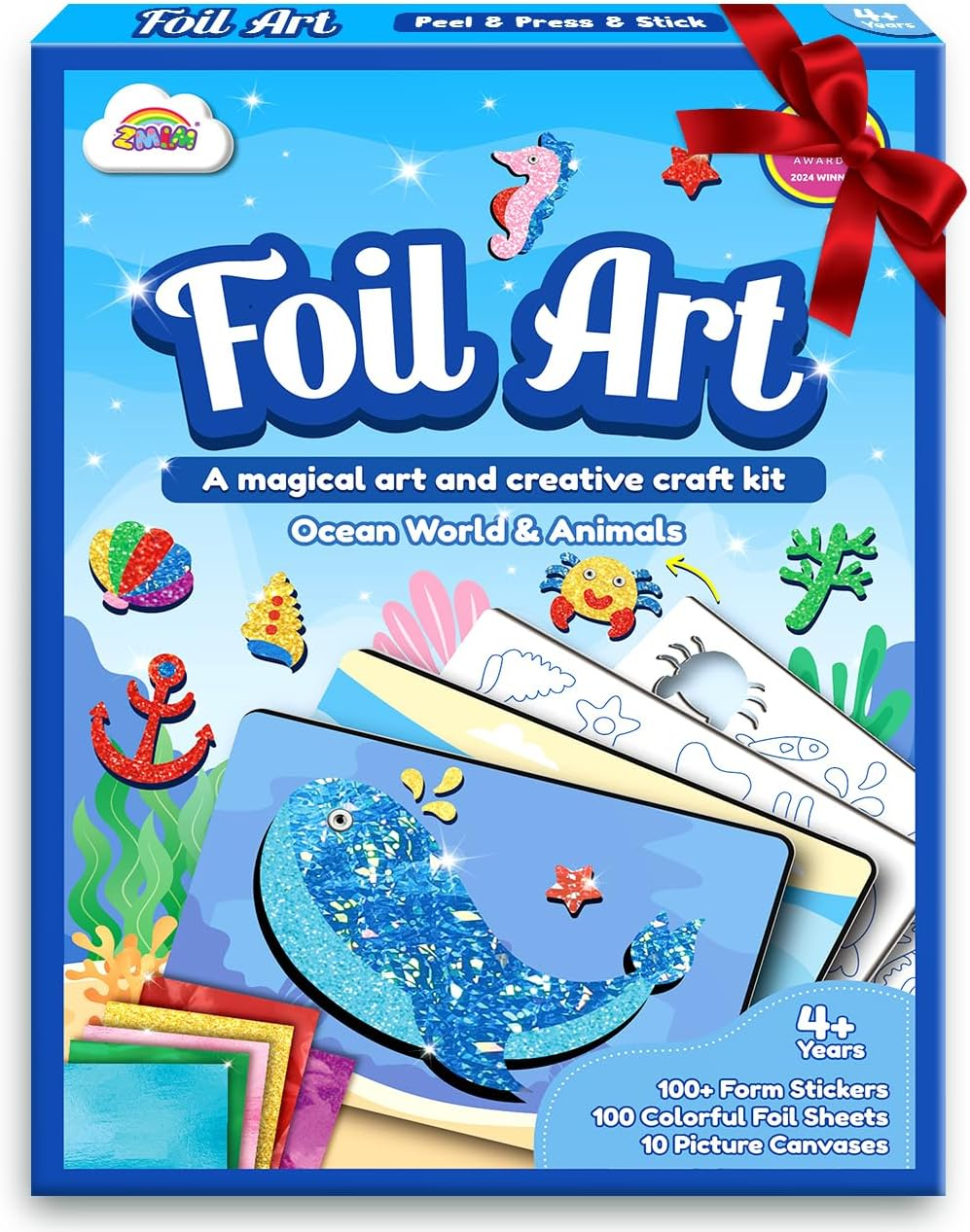 ZMLM Foil Art Kit for Kids - No Mess Art Craft Gifts Set - Christmas Crafts Supplies for 4+ Boys Stocking Stuffers & Christmas Toys for 4 5 6 7 8 9 10 Boys and Girls