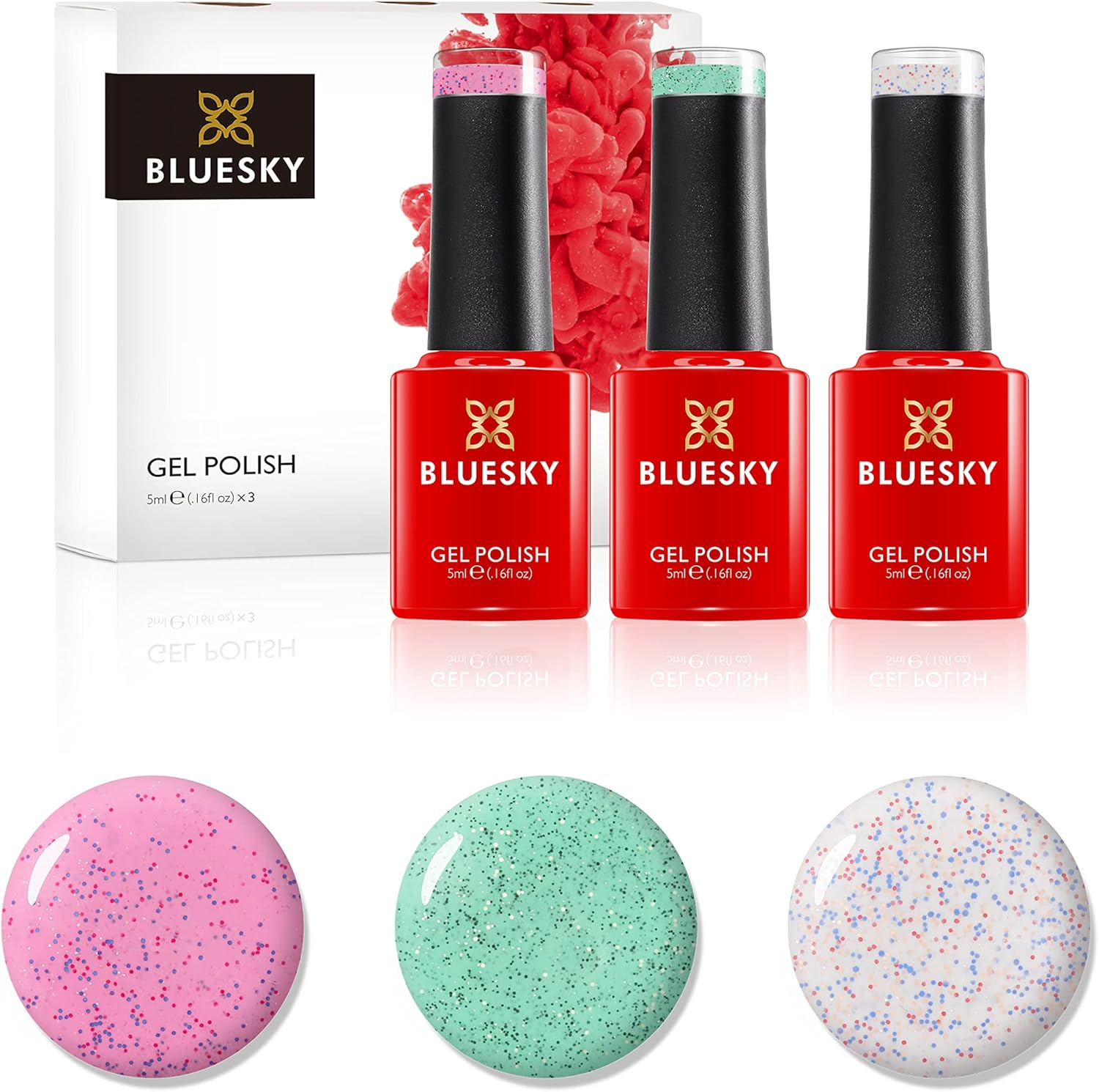 Bluesky Powder Sprinkles Gel Nail Polish Set 3 X 5 Ml image number 2
