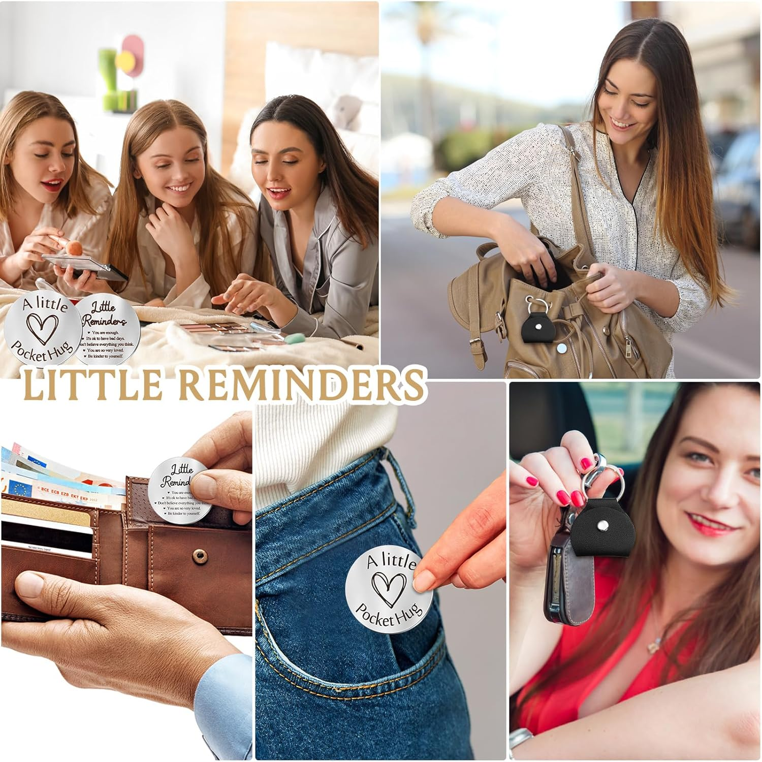 Sureio Pocket Hug Token Gift Long Distance Relationship Keepsake Inspirational Gift Keychain Valentine'S Day Gifts(Little Reminders)