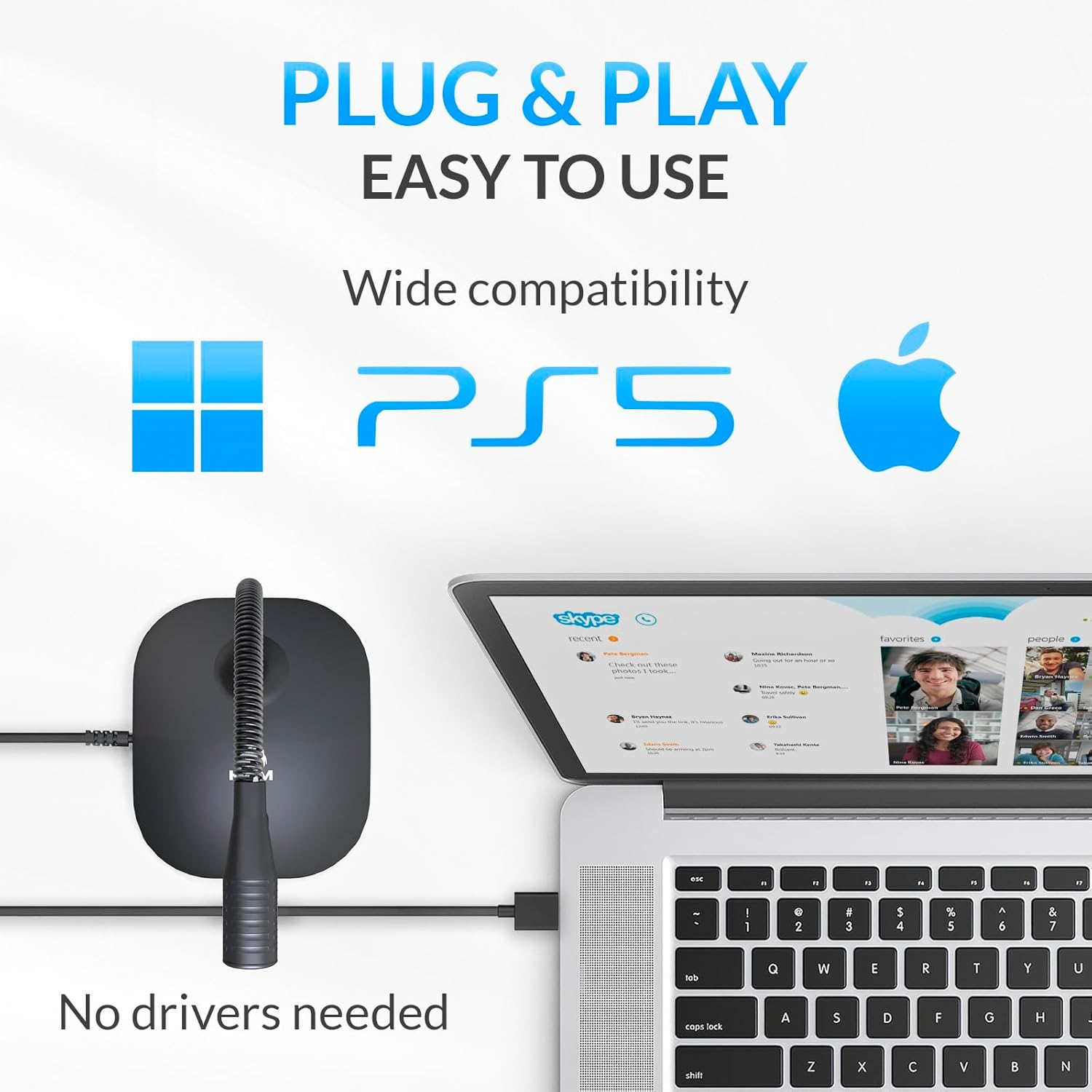 KLIM Talk USB Desk Microphone for Computer - New - Compatible with Any PC Laptop Mac PS4 - Professional Desktop Mic with Stand - Recording Gaming Streaming Youtube Podcast Mics