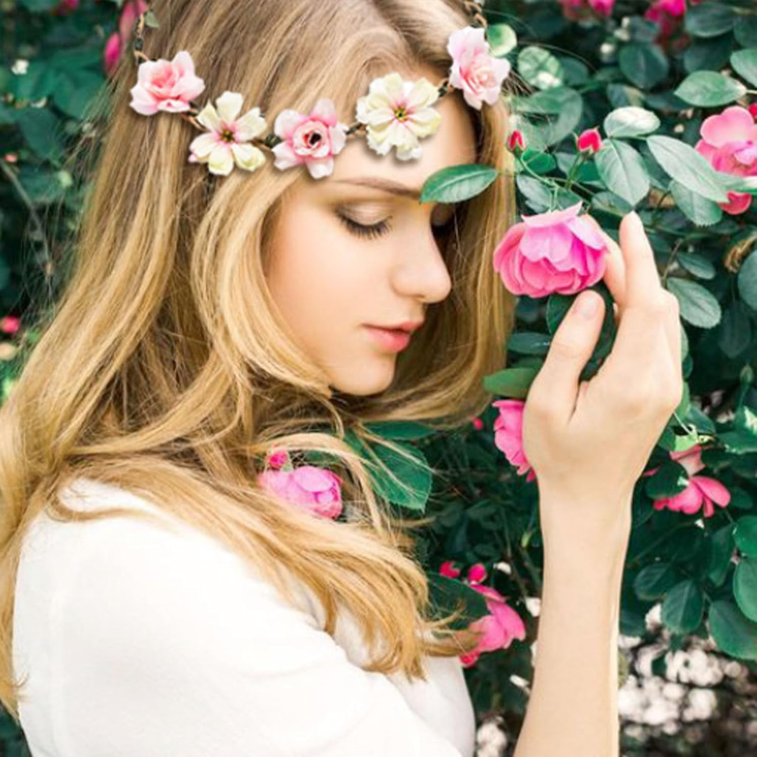 Dinghaole 5PCS Vibrant Holiday Headband Suitable for Women - Adjustable Elastic Floral Crown Hair Accessory Set Suitable for Festivals, Parties, Weddings image number 6