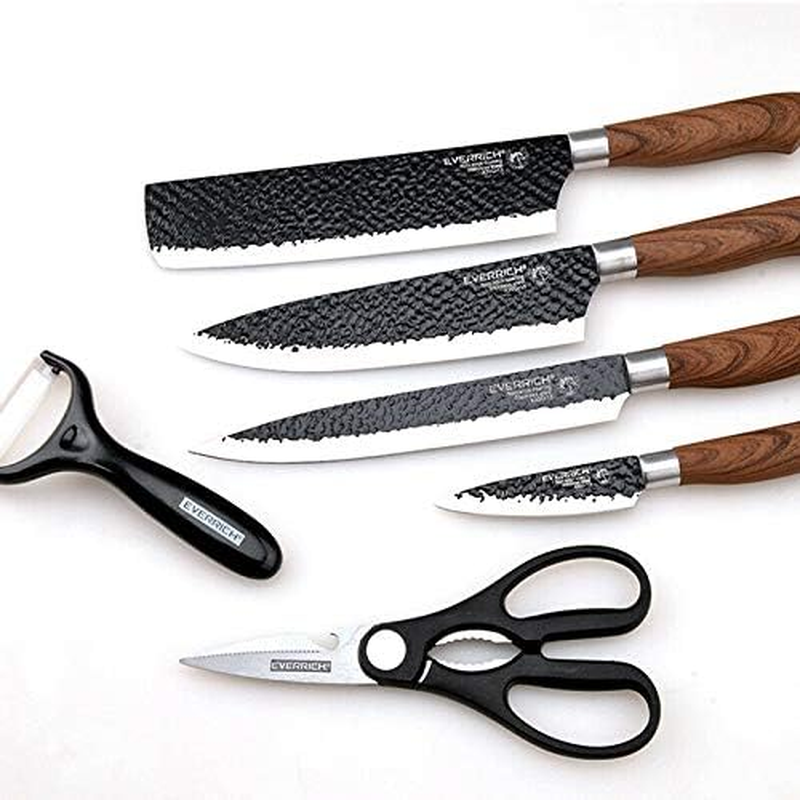 6 PCS Non-Stick Coating Finish Kitchen Knife Knives Set, Chef Knife 8'', Carving Knife 8'', Small Cleaver 8'', Paring Knife 3.5'', Scissors