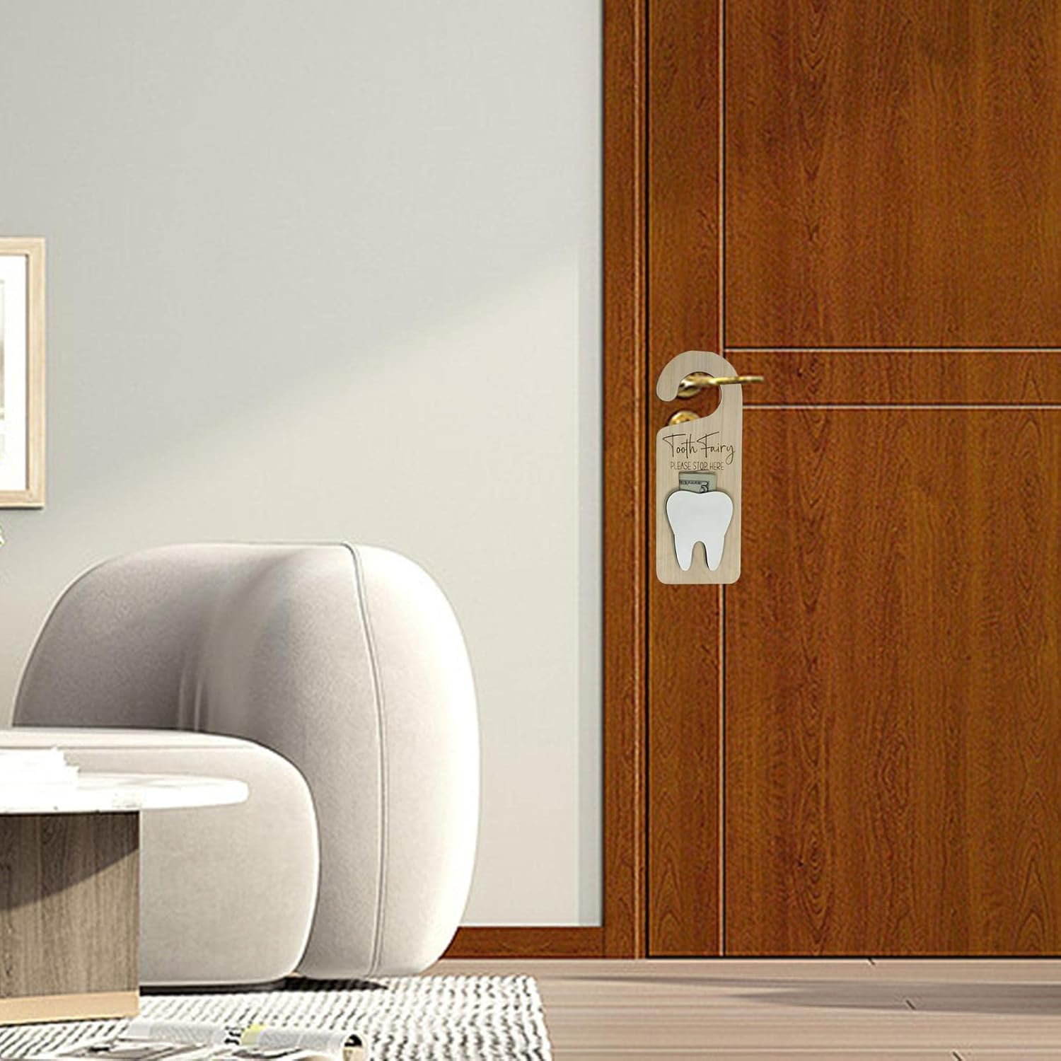 Kids Teeth Door Hanger,Wooden Lost Teeth Holder Collection Box with Locker - Kids Room Keepsake Tooth Holders for Home,