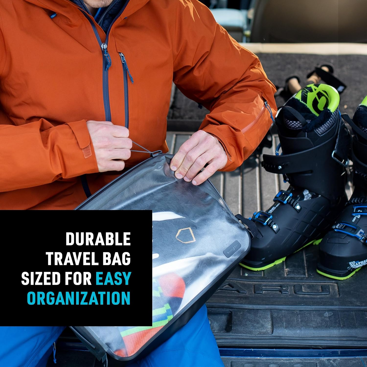 Nite Ize Runoff Waterproof Packing Cube - Waterproof Packing Cube for Travel - Dry Travel Bag with Compression - Charcoal, Large image number 1