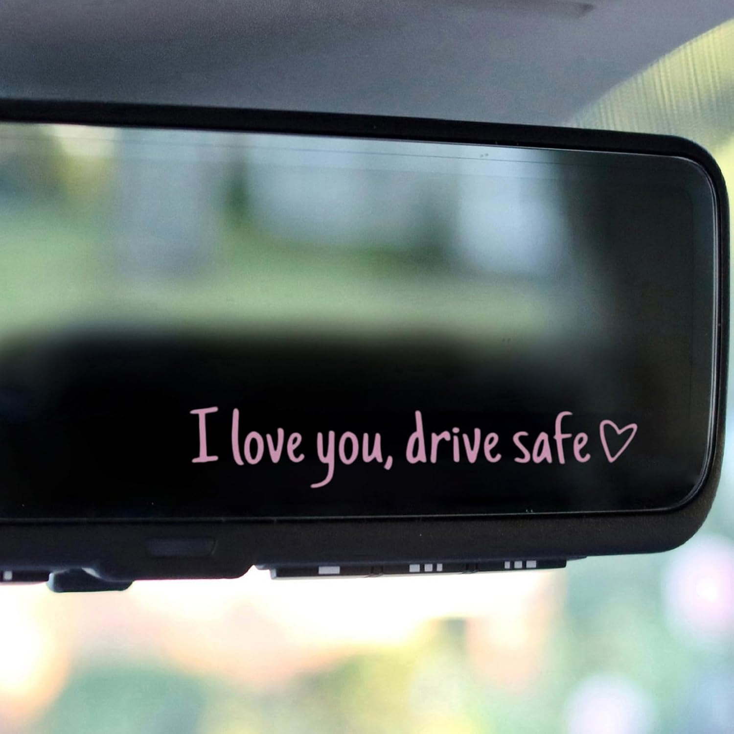 6Pcs Car Mirror Stickers | I Love You Drive Safe Sticker | Rearview Mirror Decal with Heart | Safe Driving Decals Funny Car Stickers | Waterproof Windshield Rearview Letter Sticker image number 1