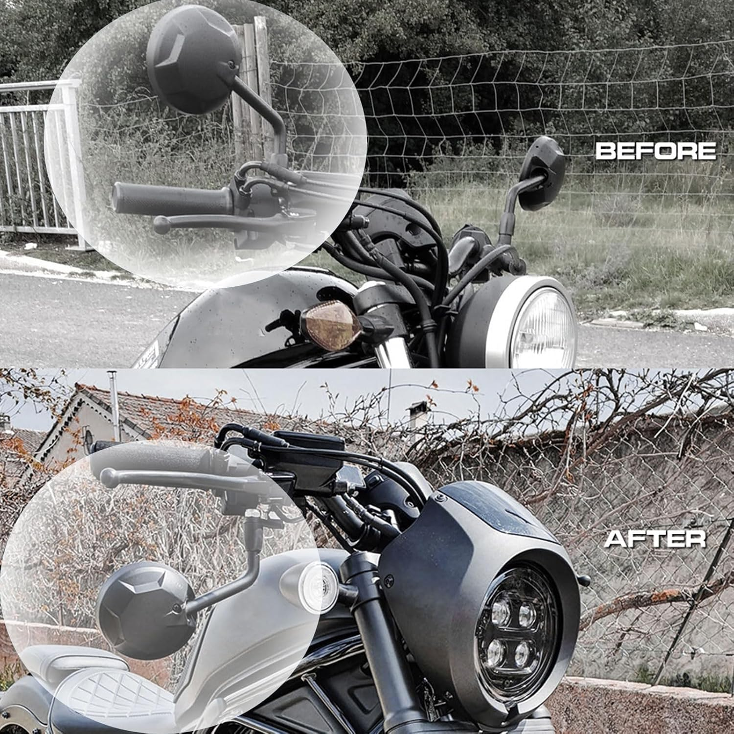 WOOGA Rearview Mirror Upside down Bracket,Motorcycle Handlebar Rear View Side Mirror Flipped Bracket, down Adaptor Bracket Expansion Stand Fit for Ho&Nda Rebel CMX 250/300/500 Accessories 2017-2024 image number 5