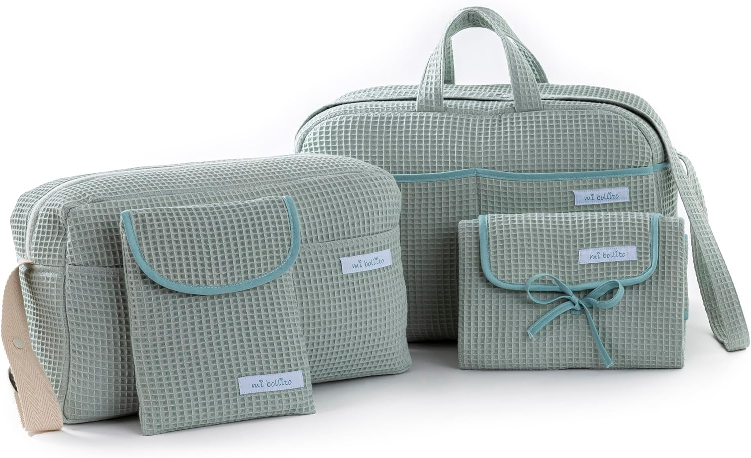 Essential Set for Moms, Dads and Babies: Maternity Bag, Changing Bag, Portable Changing Mat and Diaper and Wipes Organiser. Made in Spain., Lightblue, Einheitsgr&ouml;&szlig;e, Stylish