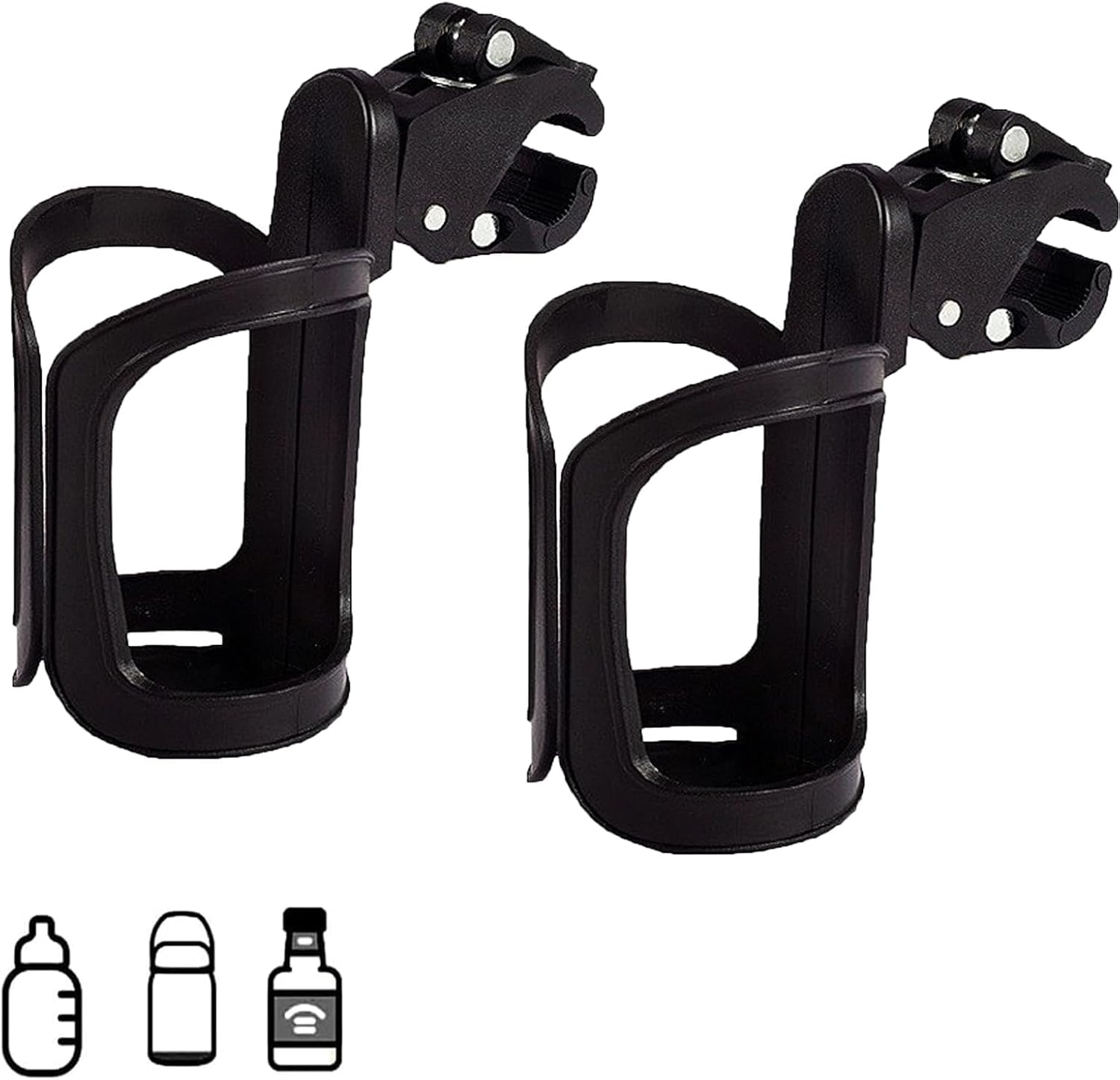 2Pcs Cup Holder Stroller, Cup Holders for Wheelchairs, 360 Degrees Rotation Bike Cup Holder, Stroller Cup Holder, Large Caliber Designed Cup Holder for Walker, Bike, Wheelchair, Walker, Scooter image number 5