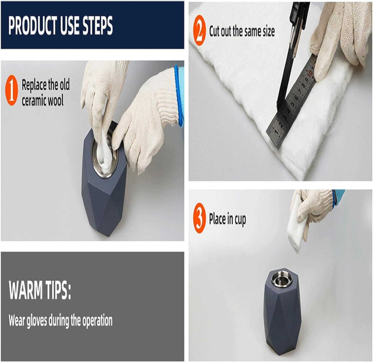 Fireplace Wool, Ceramic Wool Sponge, Portable Fiber Insulation Ceramic Wool, Firepit Sponge Cotton, Table Top Firepit Sponge, Firepit Ceramic Cotton Core Replacement for Ethanol Fireplace image number 6