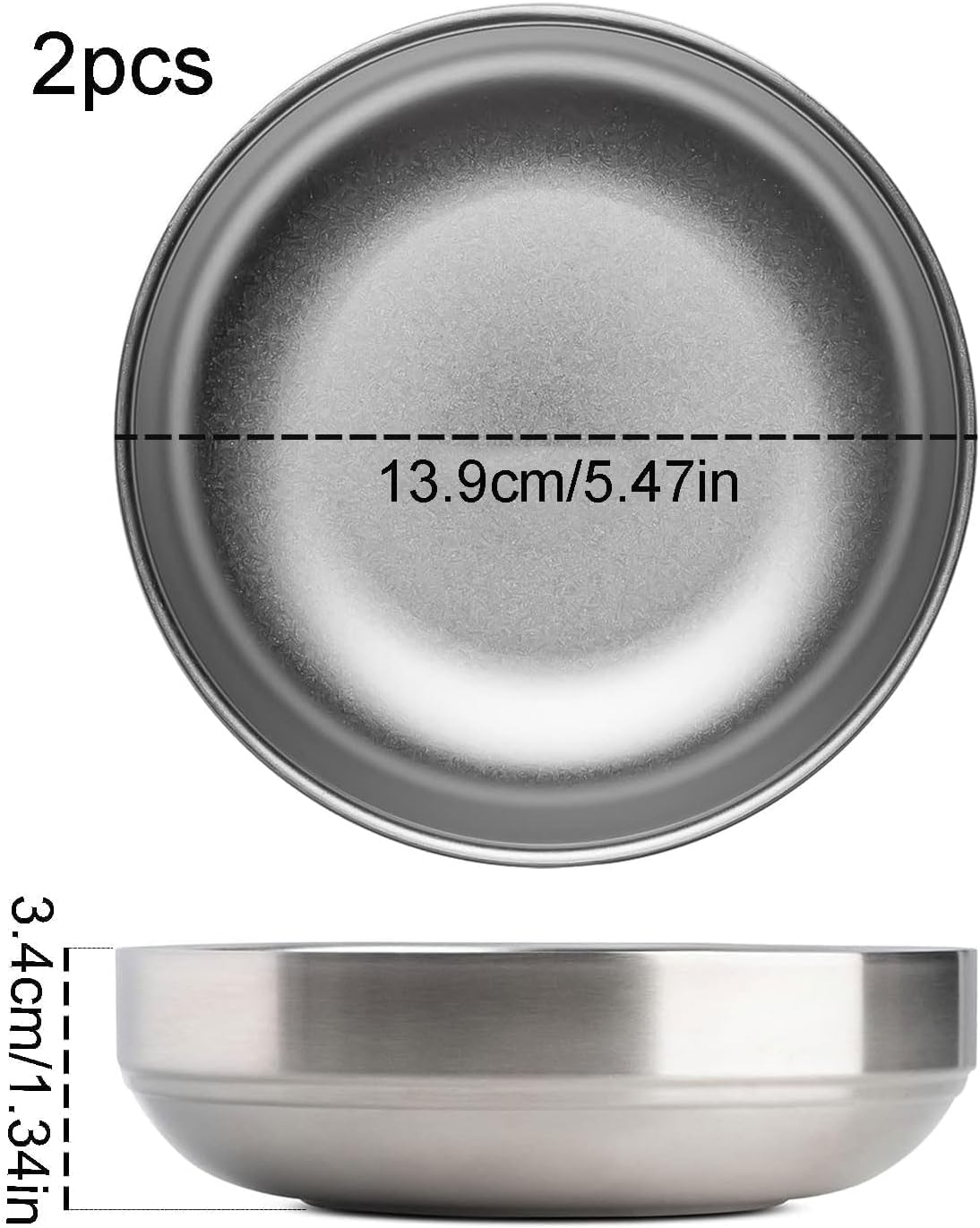 Pack of 2 Stainless Steel Cat Bowls, Metal Flat Feeding Bowl for Cats and Cats, Drop-Proof Cat Bowl, Wide, Flat, Easy to Clean, 14 Cm Wide Bowl, Perfect for Beards image number 4