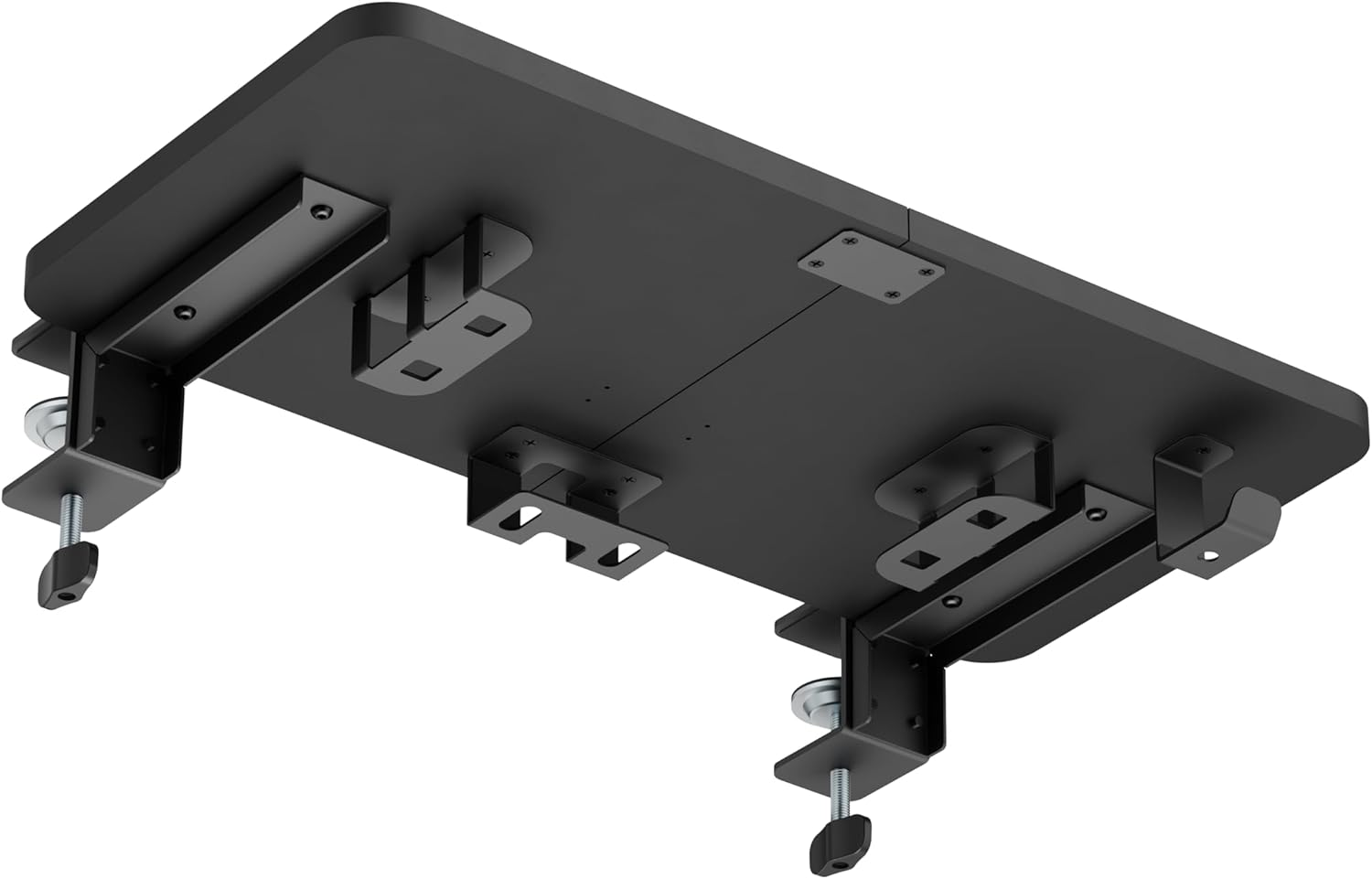 Officeozone Desk Extension Tray with Storage Holders, Heavy-Duty Clamp,Matte Black, Expand Workspace with Laptop & Headphone Holders image number 2