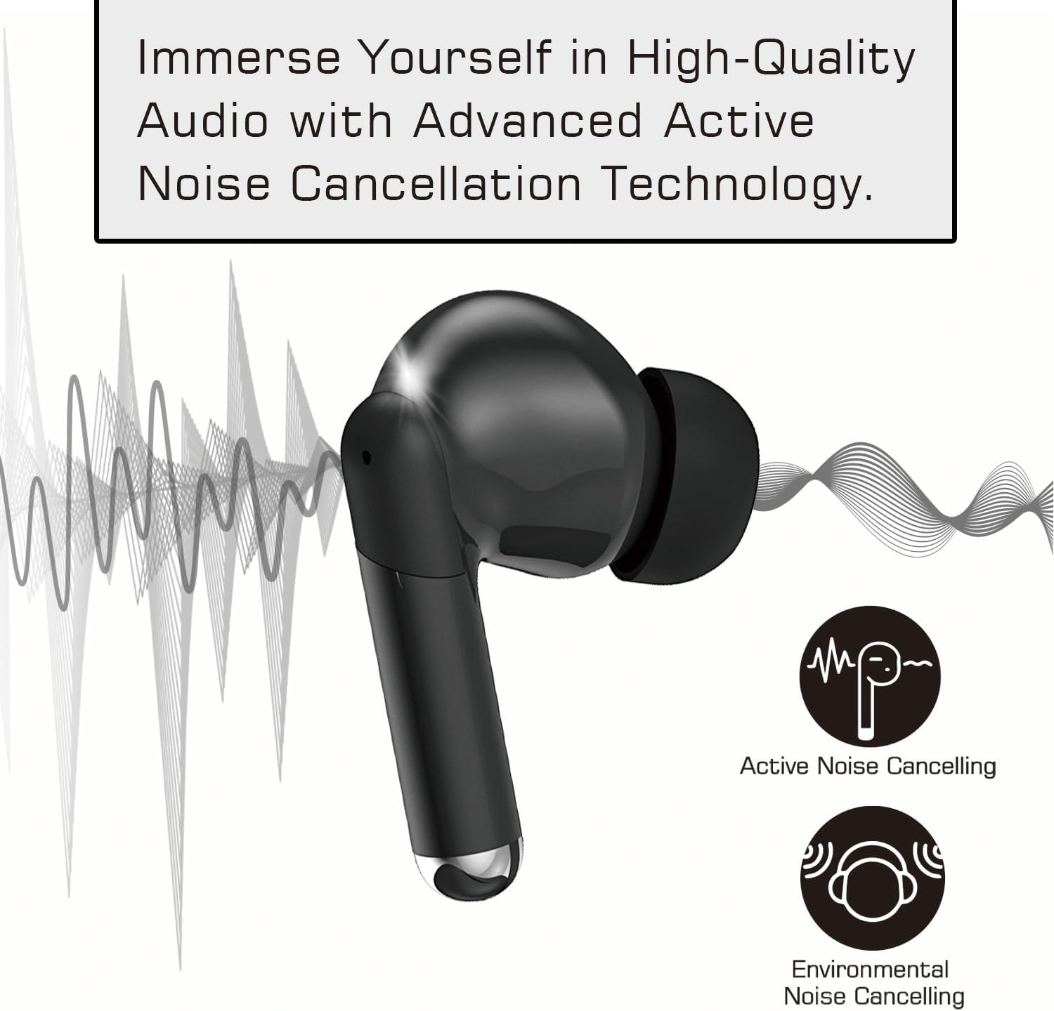 Maxell ANC-BLU Bass 13 Bluetooth Earbuds Active Noise Cancelling - True Wireless (Black) image number 1