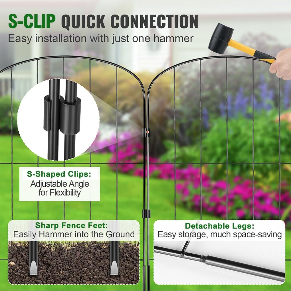Springup Decorative Garden Fence No Dig Fence 61(H) X33 Cm(L) Animal Barrier Fence 10 Pack Fencing for Outdoor Patio Backyard image number 1