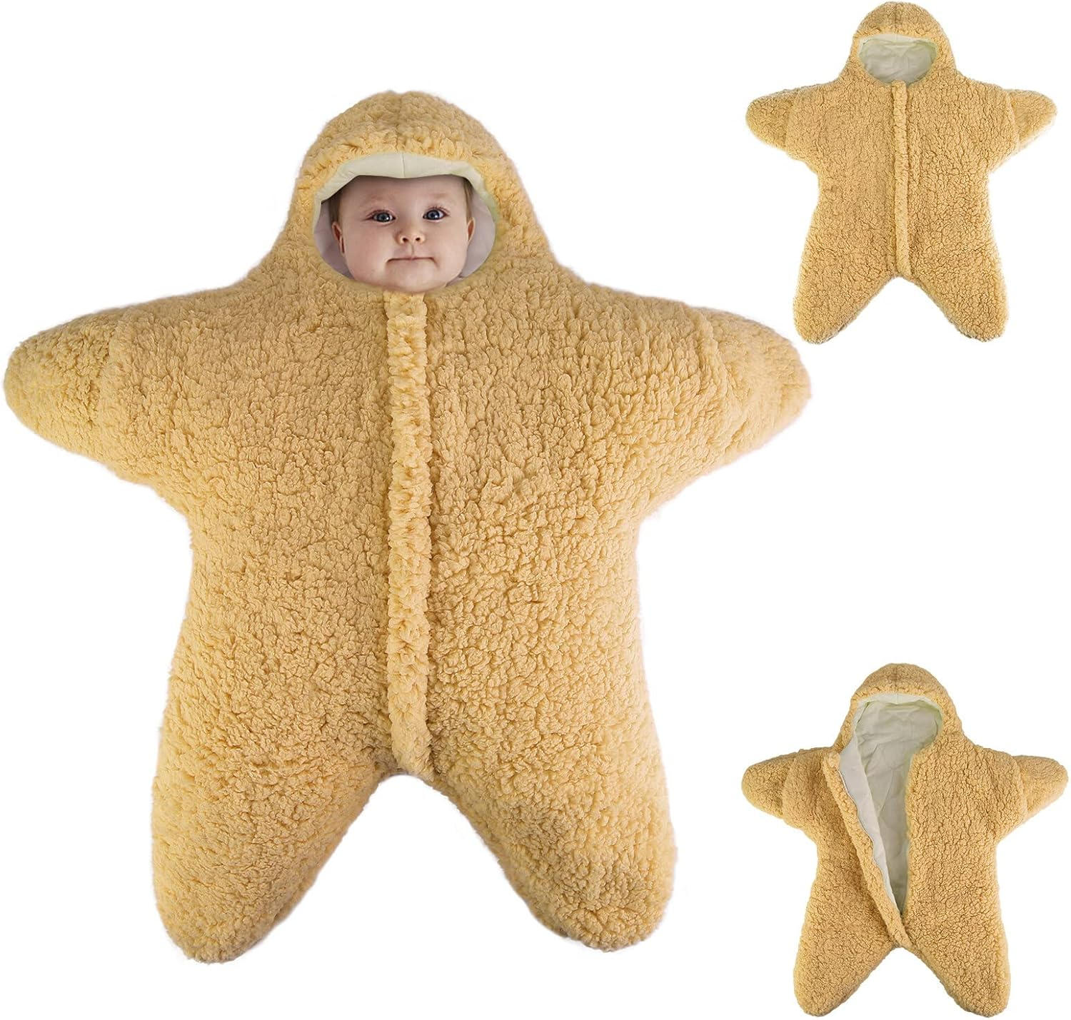 Owlike Baby Wearable Sleeping Stroller Blanket Infant Windproof Starfish Fleece Warm Snowsuit for Newborn Babies, Khaki, 2157594/120981AM09US, 76X78X39 Cm - Khaki image number 4