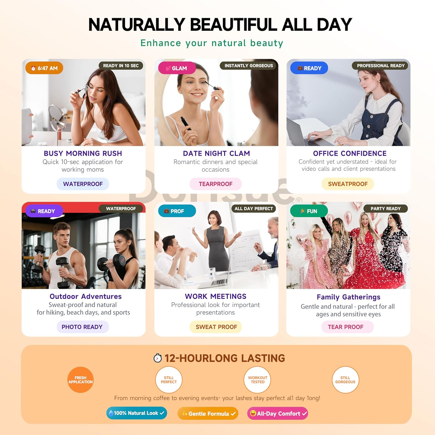 Dorisue Dramatic Volume Cluster Lashes 168PCS - Theater Grade High Impact Kit with Reinforced Bond Technology, Christmas Party New Year, Professional Tools with Premium Tweezers Bond Seal Remover image number 6