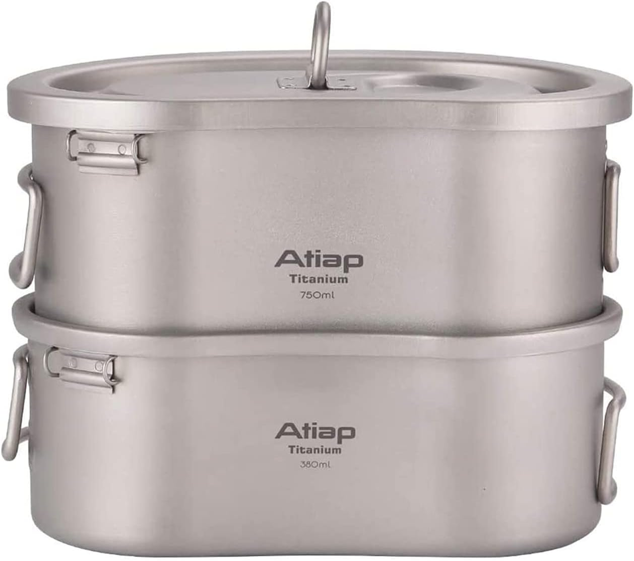 Titanium Canteen Mess Kit Lunch with Foldable Handle Hanging Ring Portable for Outdoor Camping Hiking image number 2