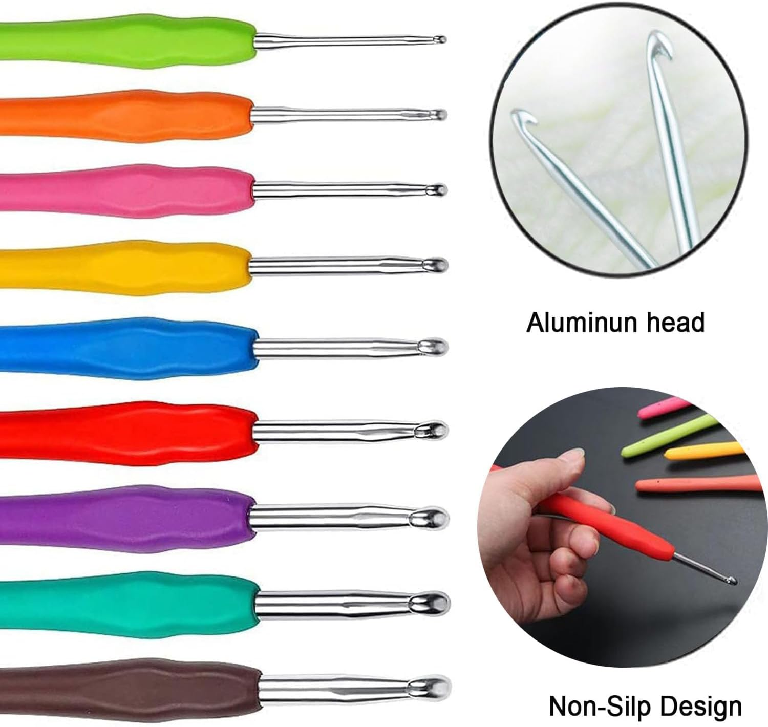 9 Pcs Crochet Hooks Kit,Colorful Soft Handle Crochet Tool Crochet Set,Non-Slip Crochet Hooks Set with Ergonomic Handle,Beginner Knitting and Crochet Supplies image number 4